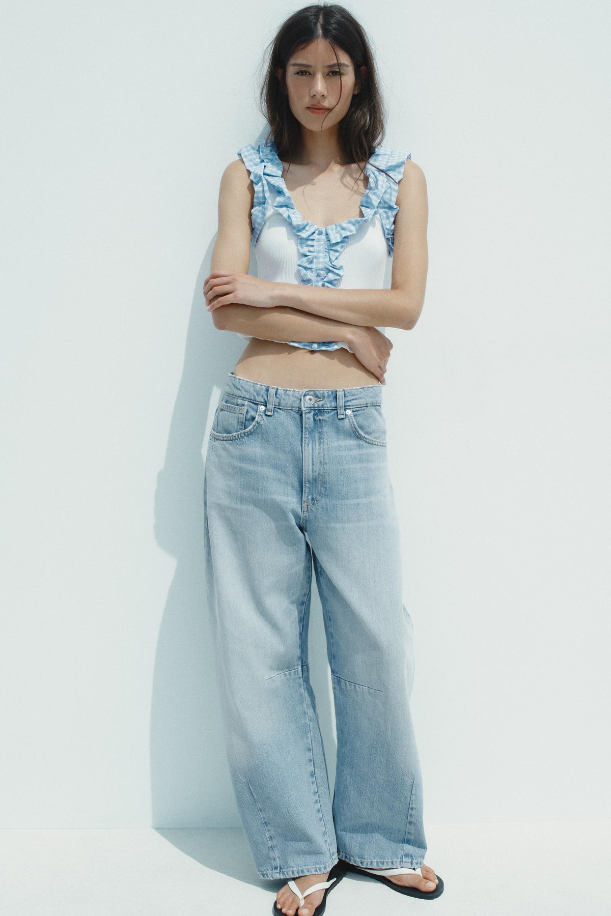 Ribbed Gingham Top