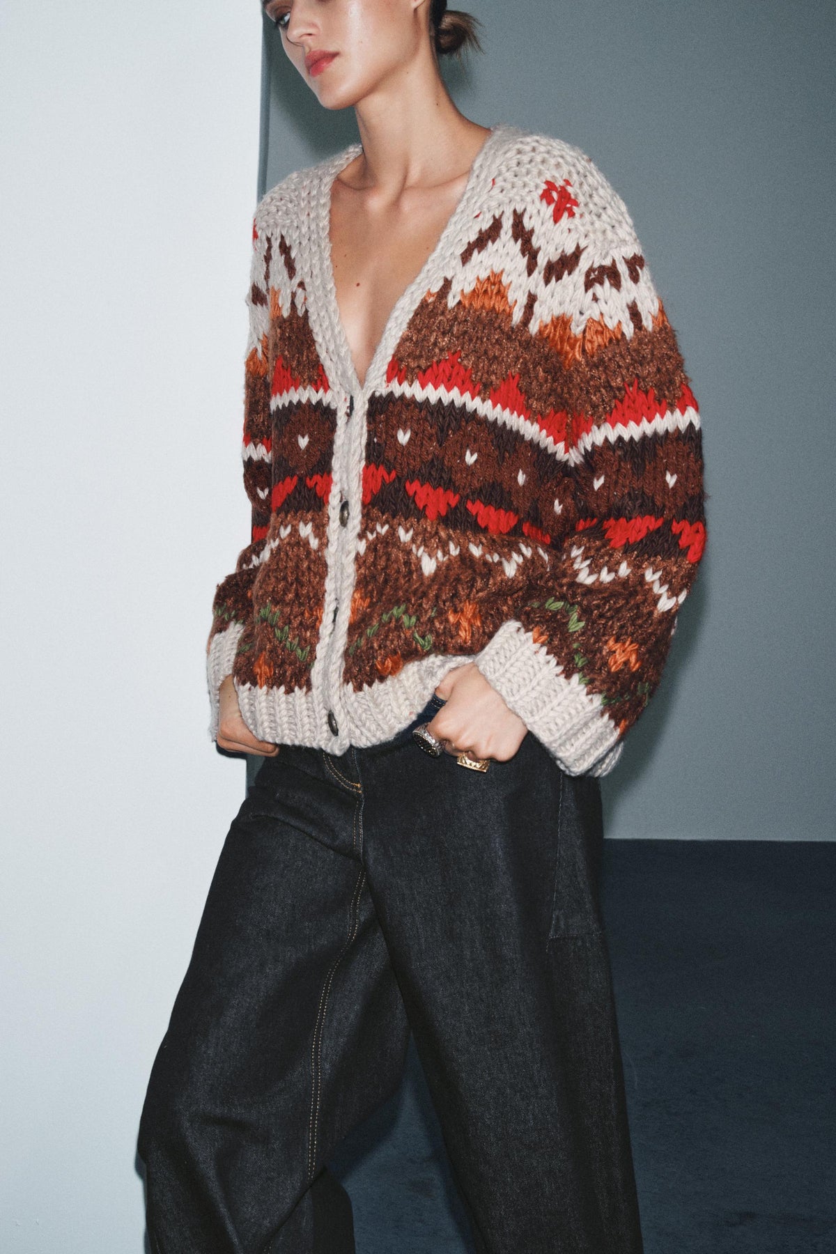Jacquard-Strickjacke