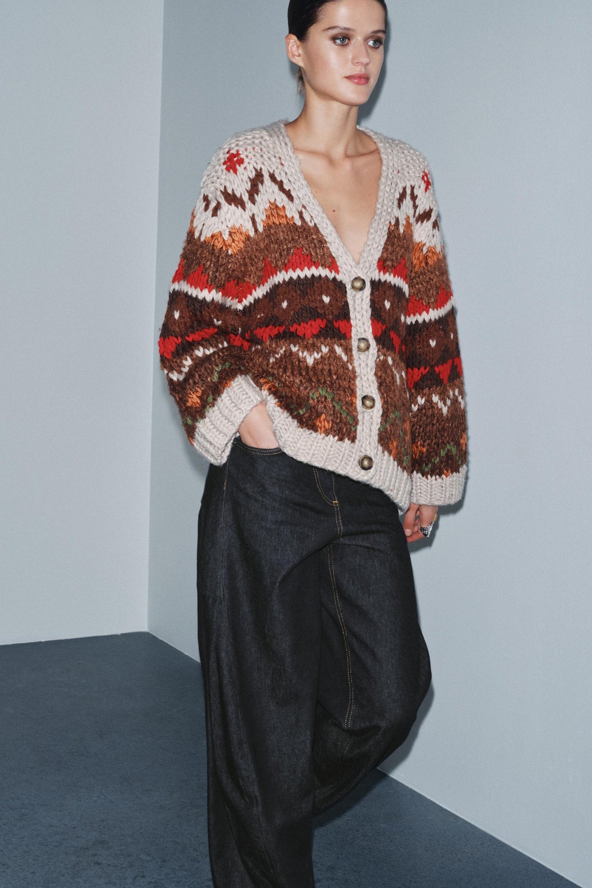Jacquard-Strickjacke