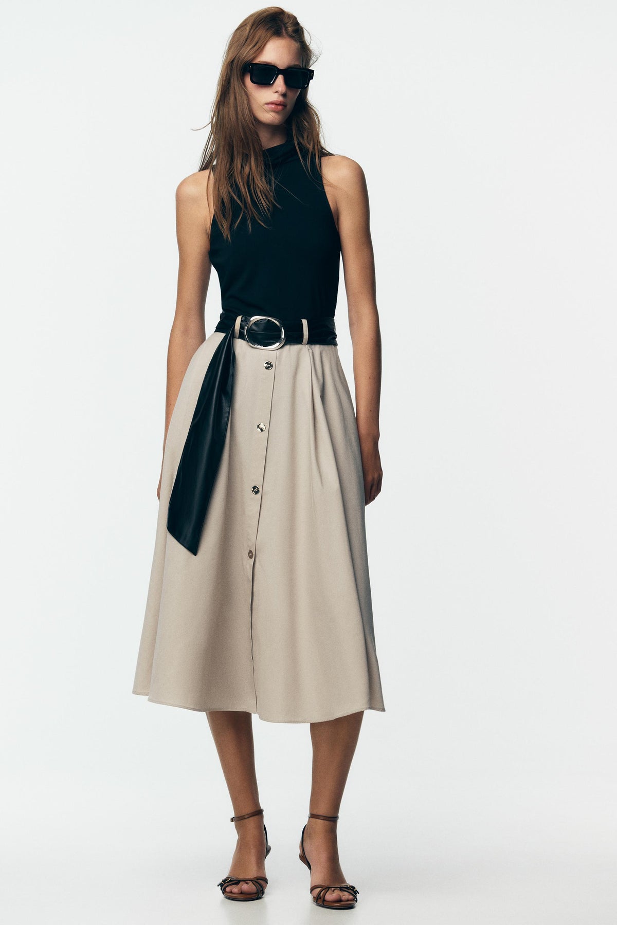 BELTED COMBINATION DRESS