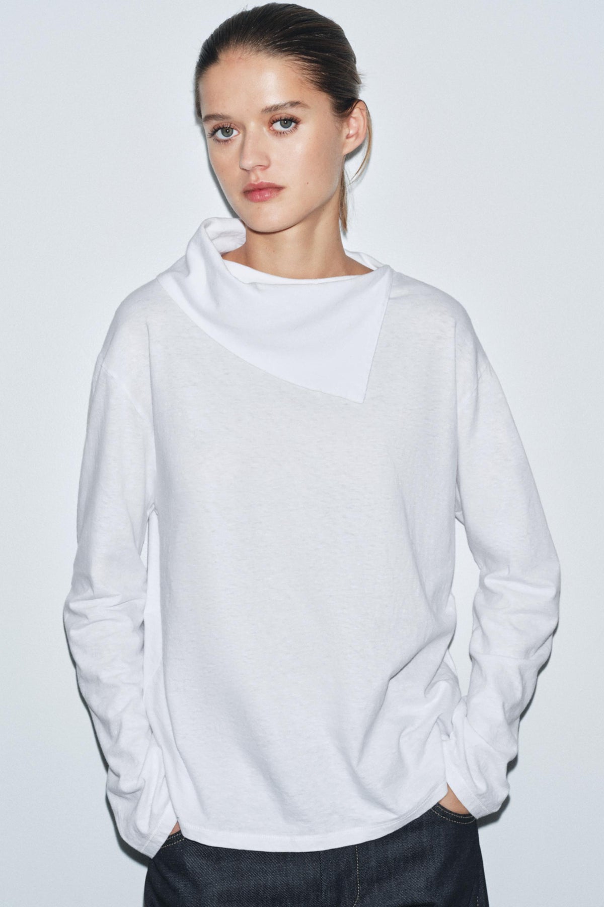 Long Sleeve Scarf Shirt