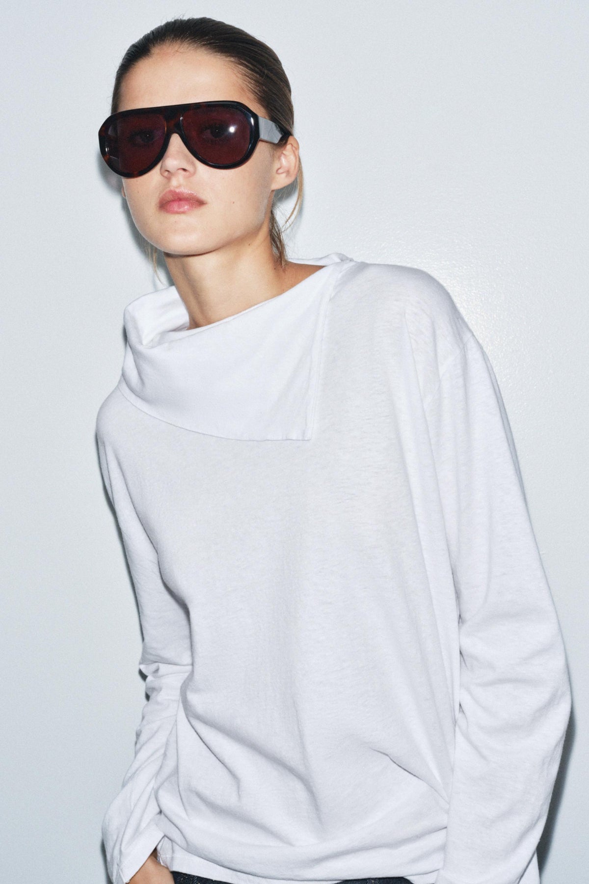 Long Sleeve Scarf Shirt