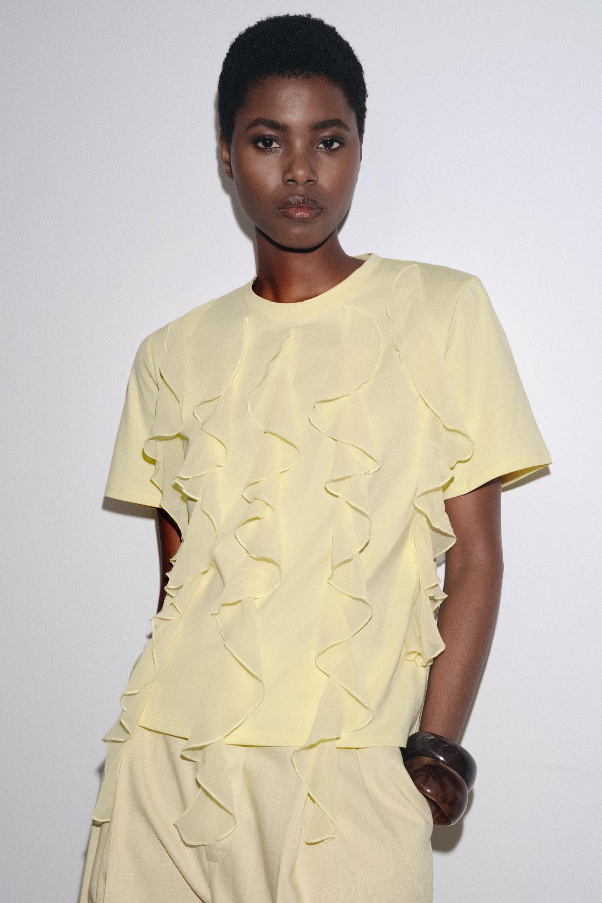 Ruffle-Front T-Shirt