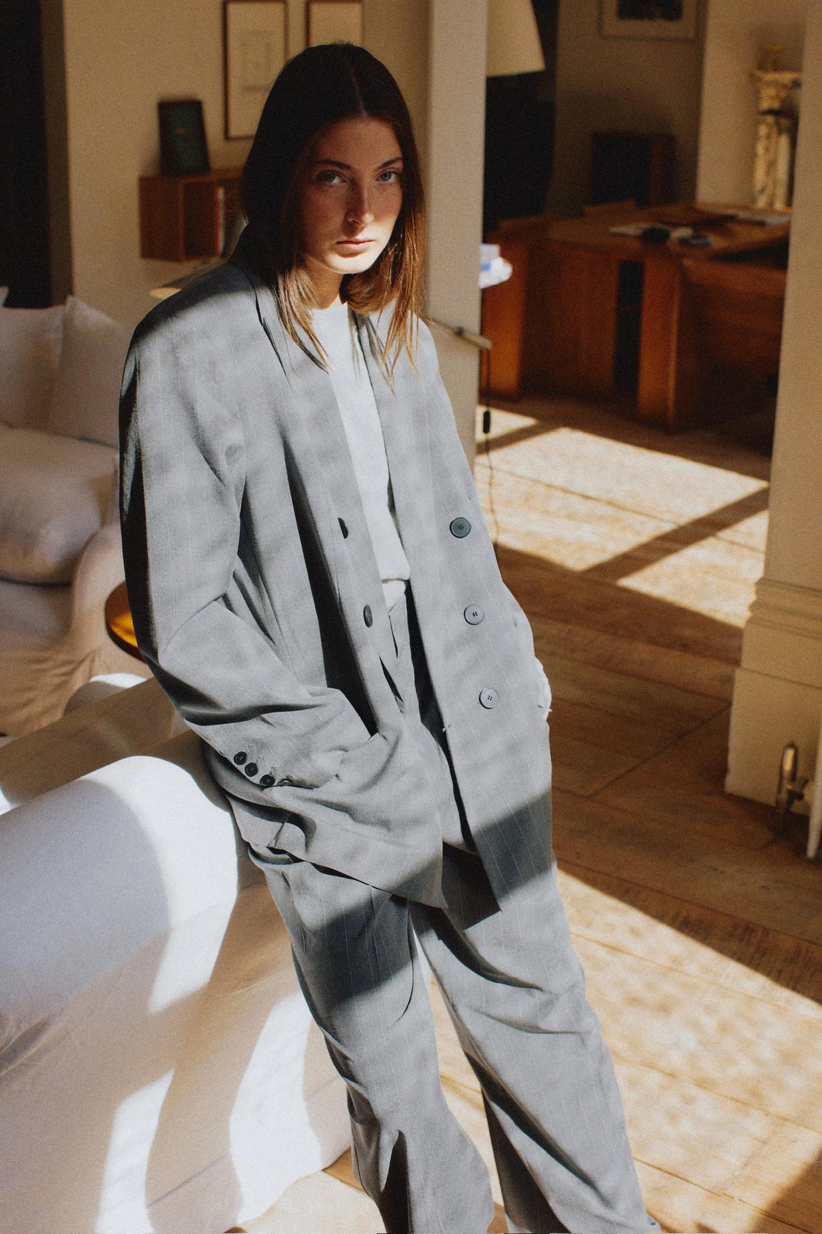 Pleated Button Hem Trousers
