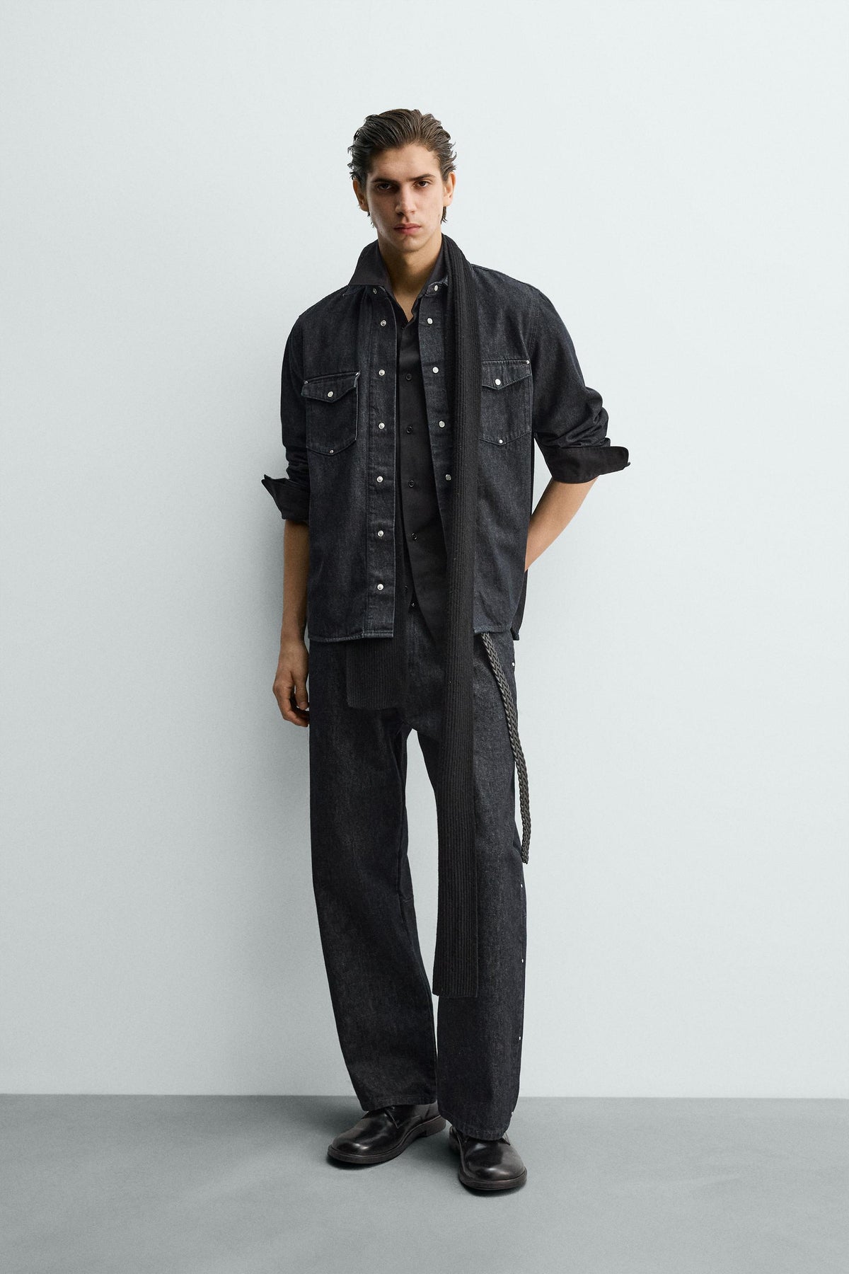 STUDDED STRAIGHT-LEG JEANS - Image 1