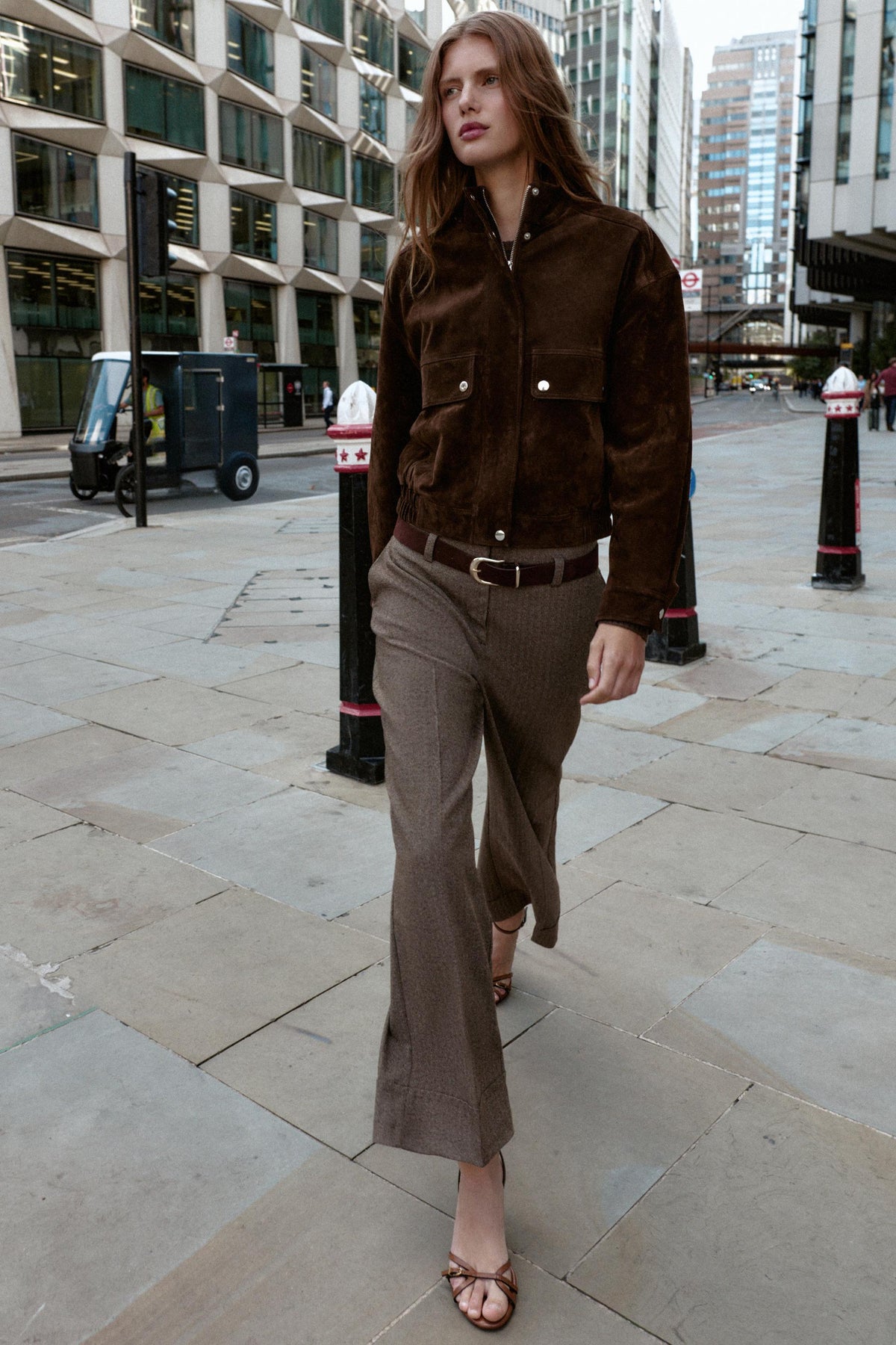 Herringbone Trousers with Belt
