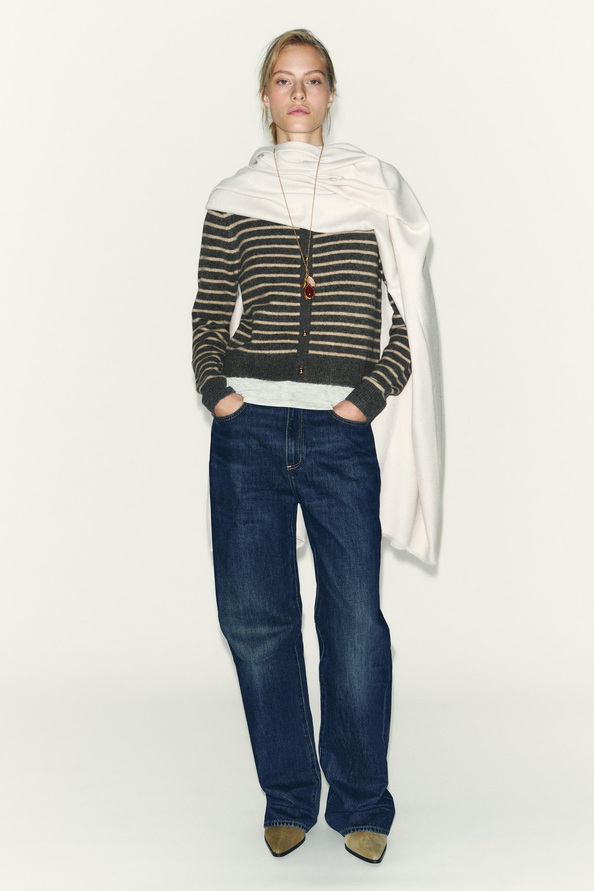 Gestreifter Strickcardigan