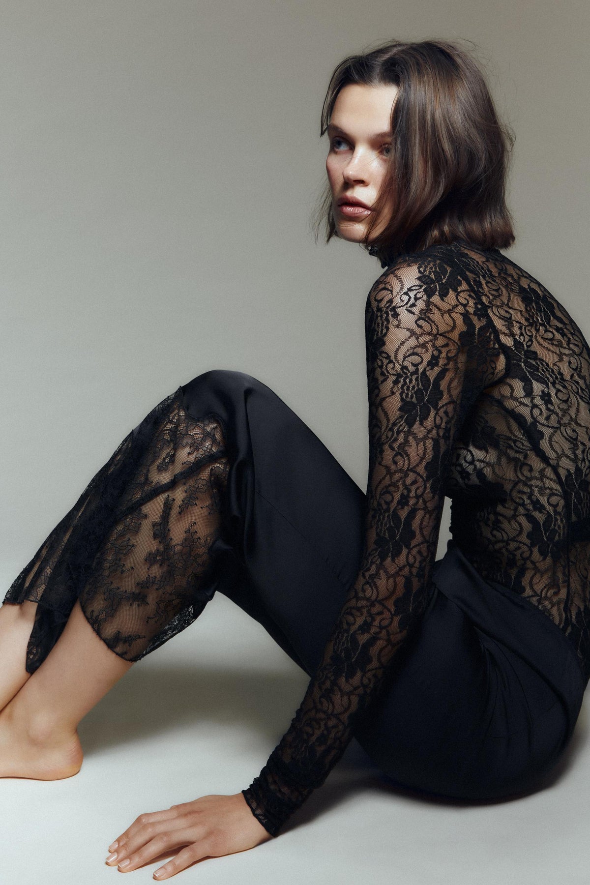 SATIN LACE TROUSERS