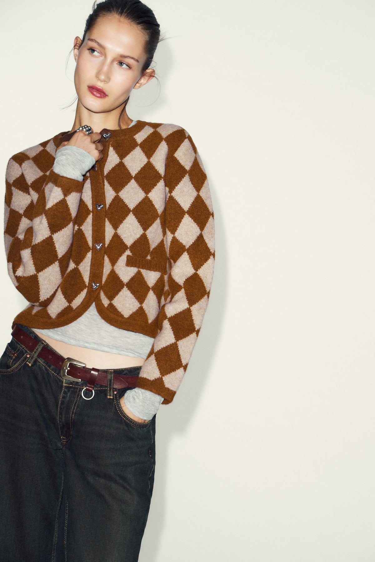 Argyle-Strickjacke
