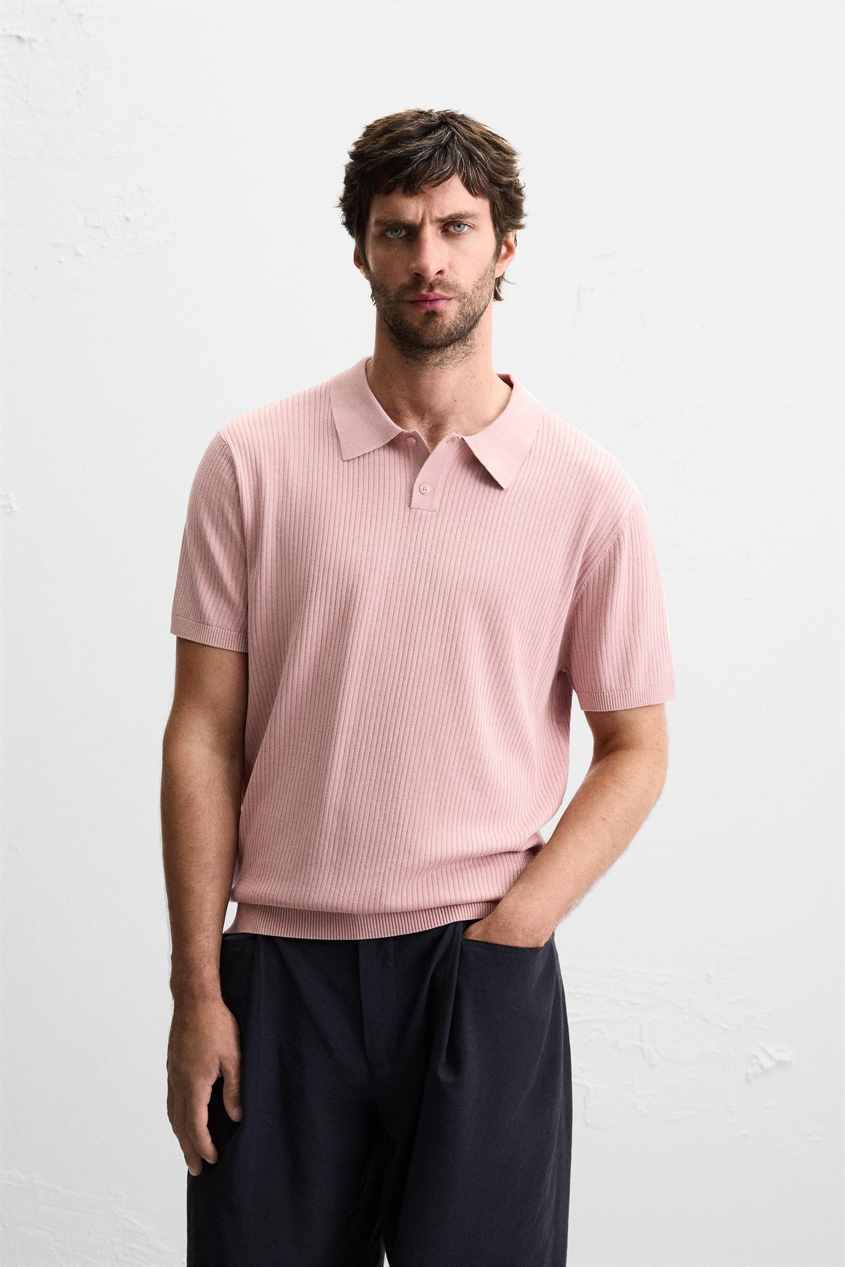 RIB KNIT POLO SHIRT - Image 2