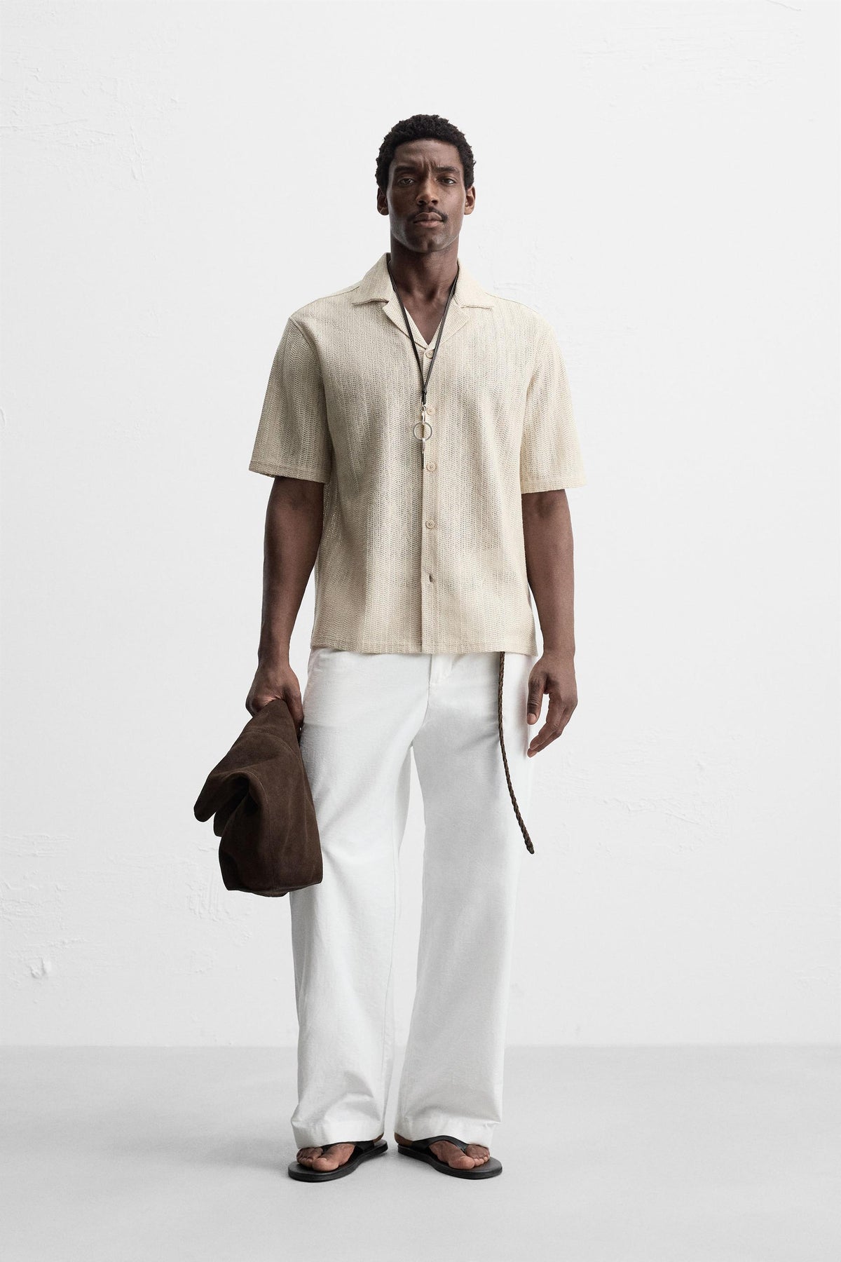 OPEN WEAVE HERRINGBONE SHIRT - Image 1