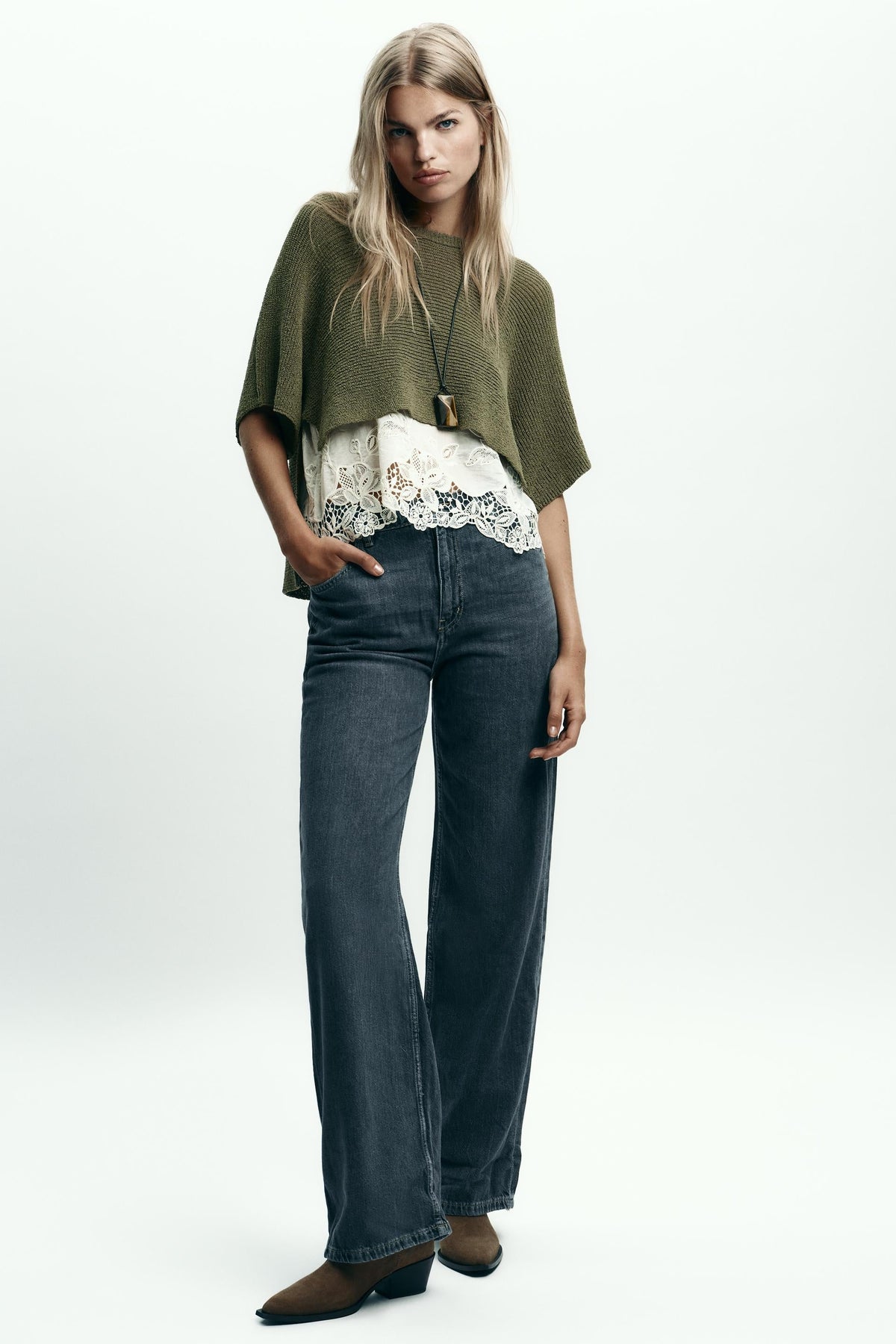 Contrast Knit Sweater