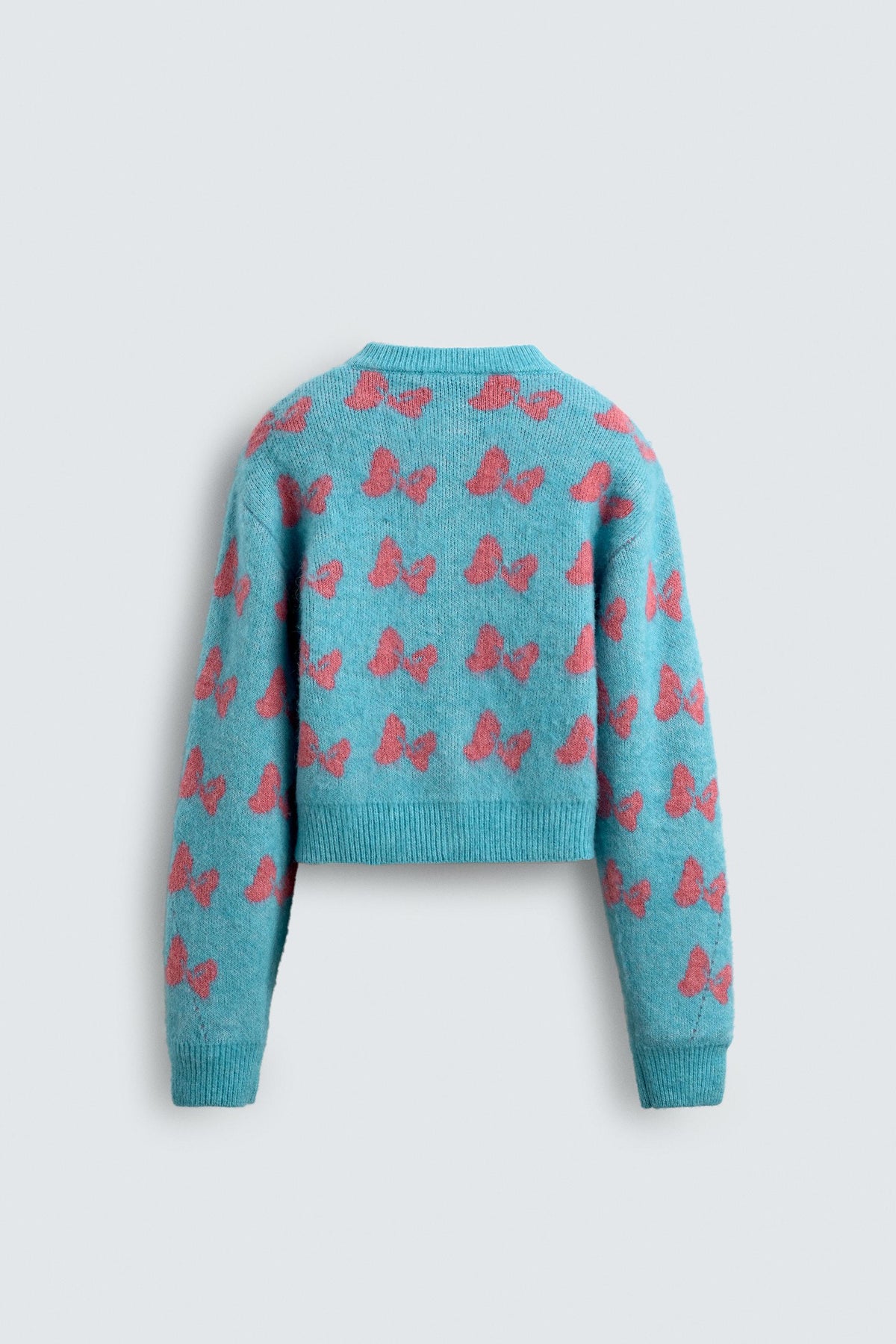 Intarsien-Strickjacke mit Schleife