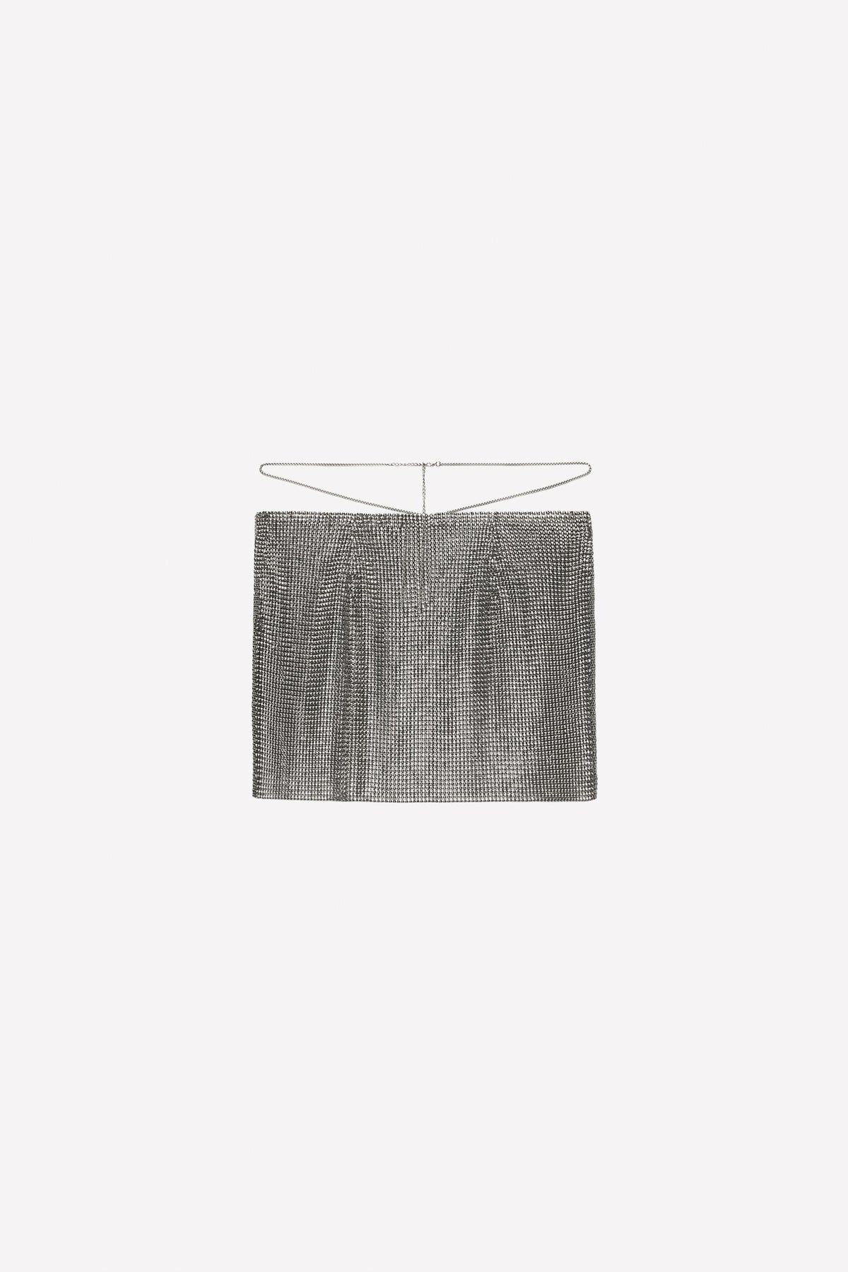 METALLIC MESH MINI SKIRT