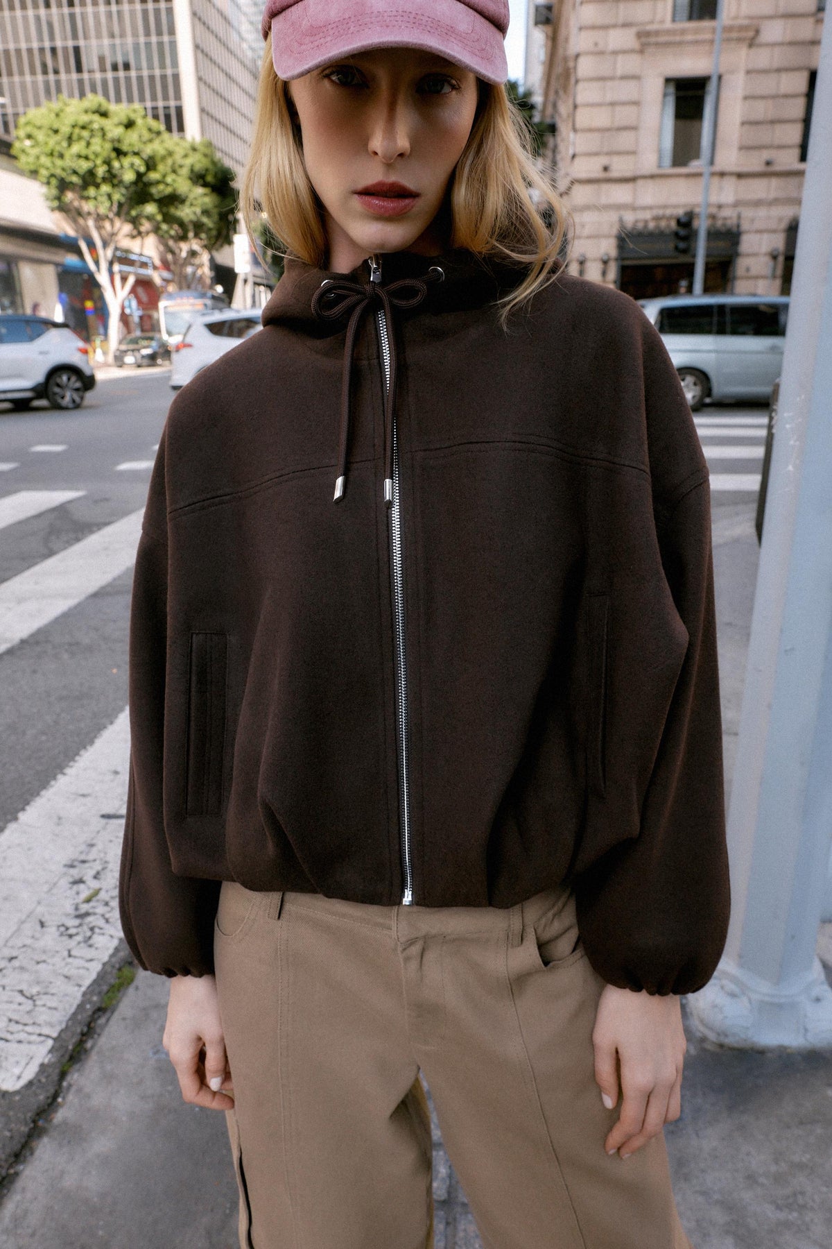 Oversized Hooded Bomber Jacket