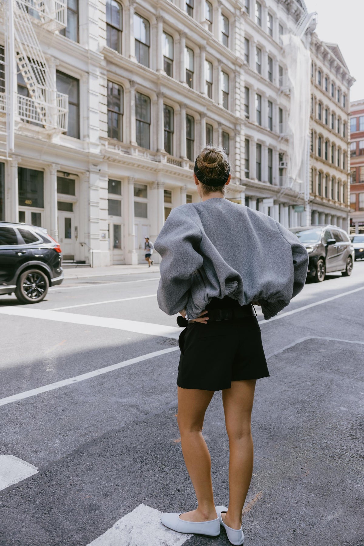 Ballerina aus Leder mit Ziernähten