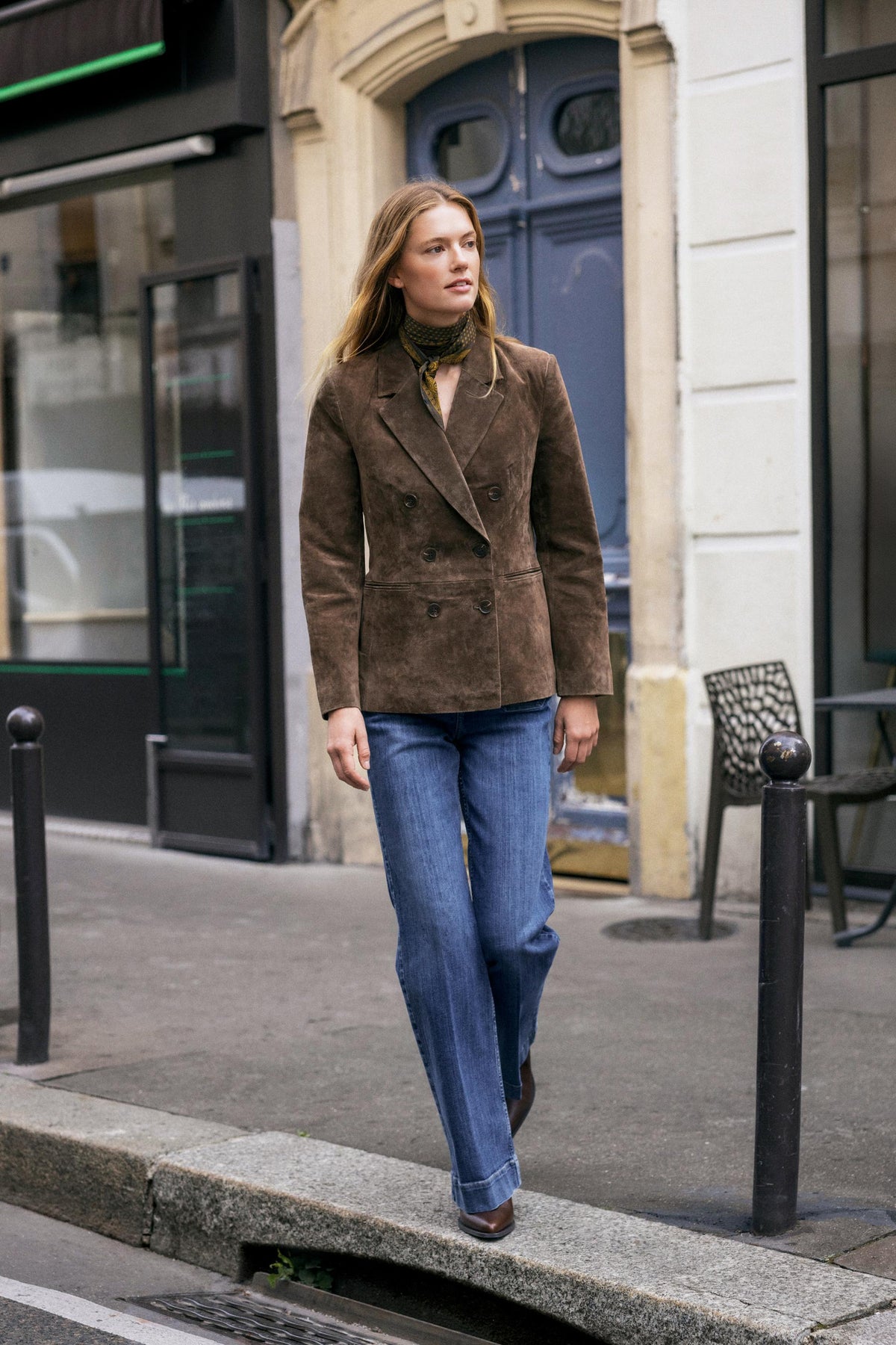 Zweireihiger Lederblazer