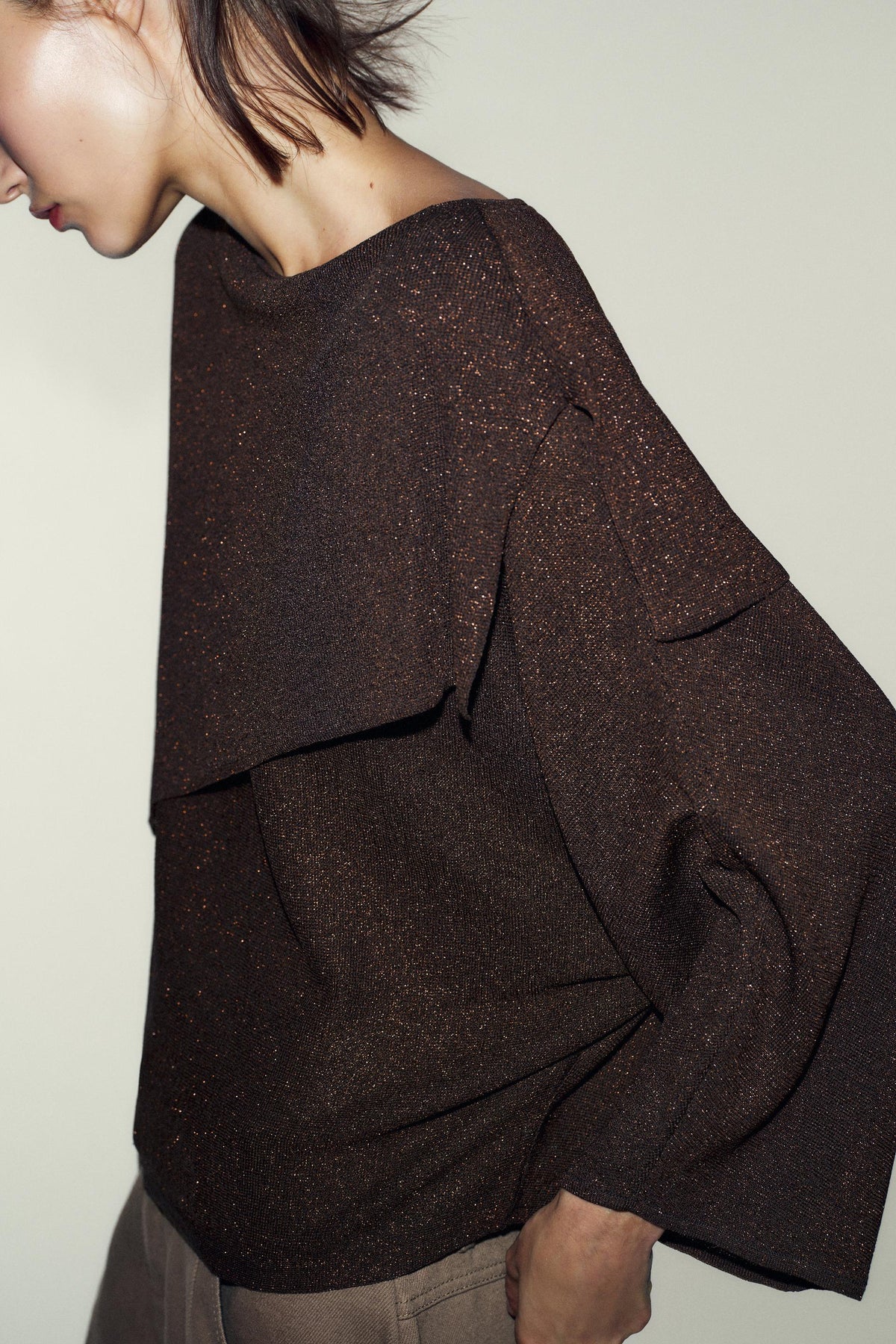 Strickpullover mit Metallic-Faden