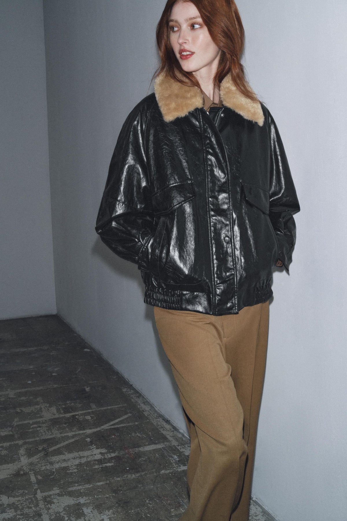 Jacke mit Kunstpelzkragen