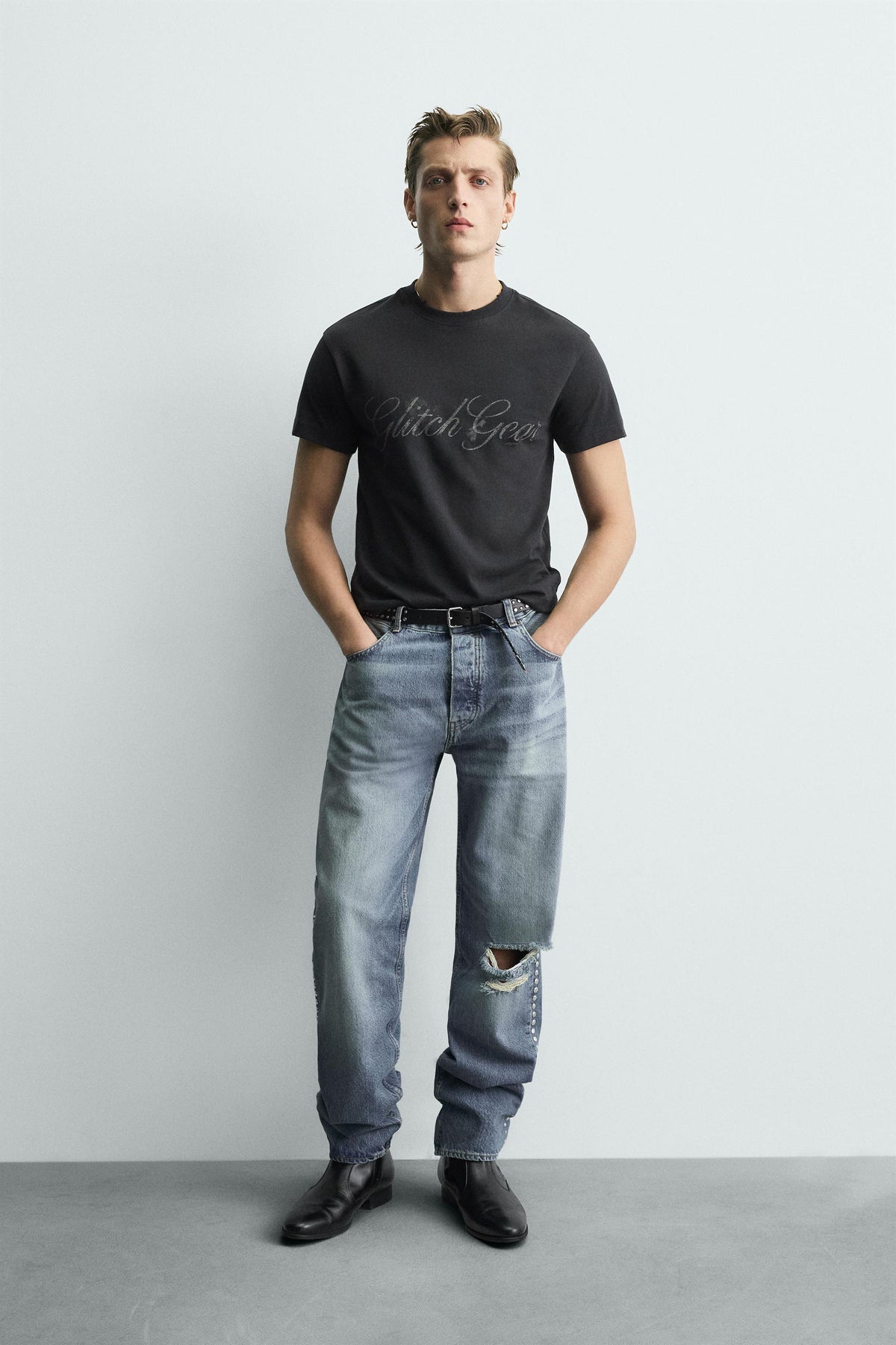 WASHED SLOGAN CROPPED FIT T-SHIRT - Image 1