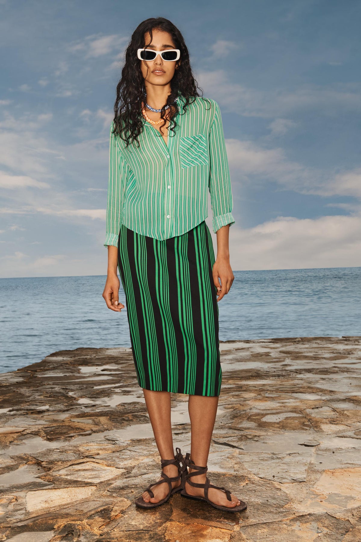 Striped Straight Skirt