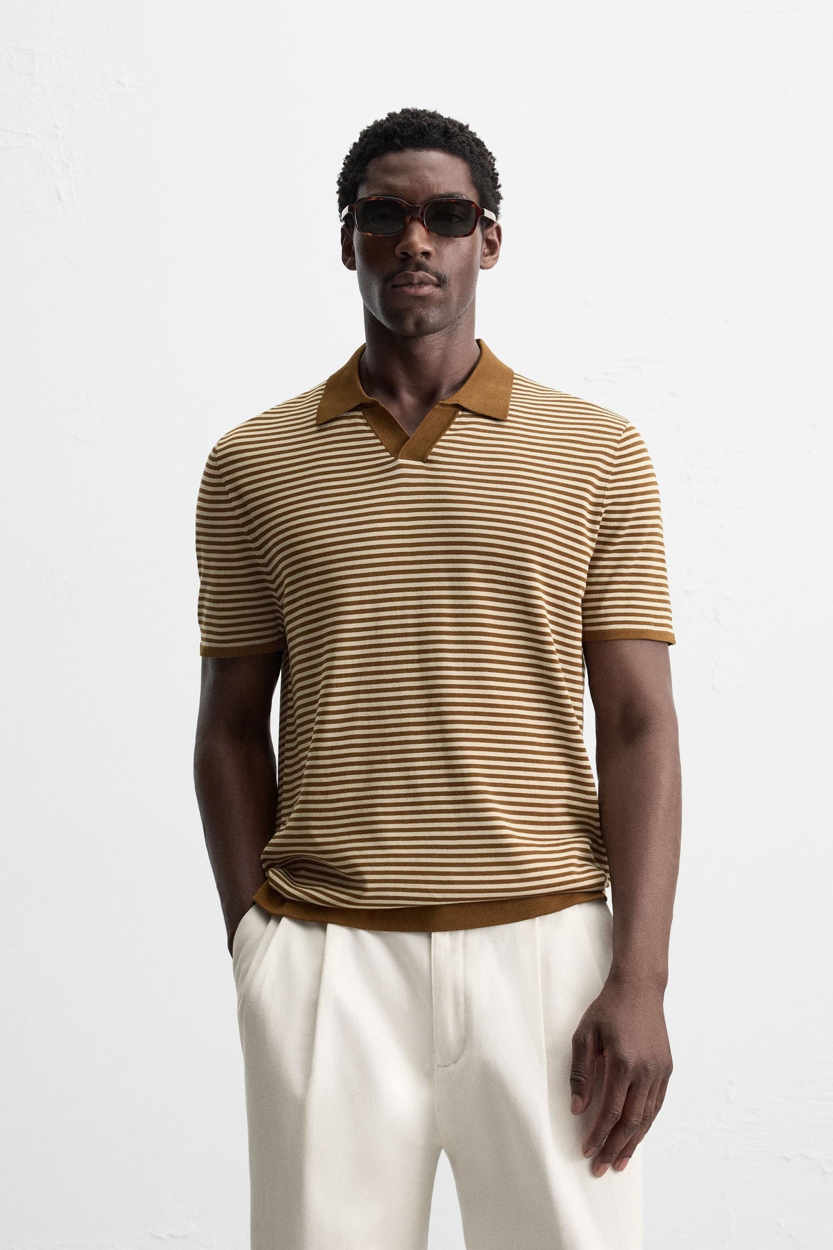 STRIPED KNIT POLO SHIRT - Image 2