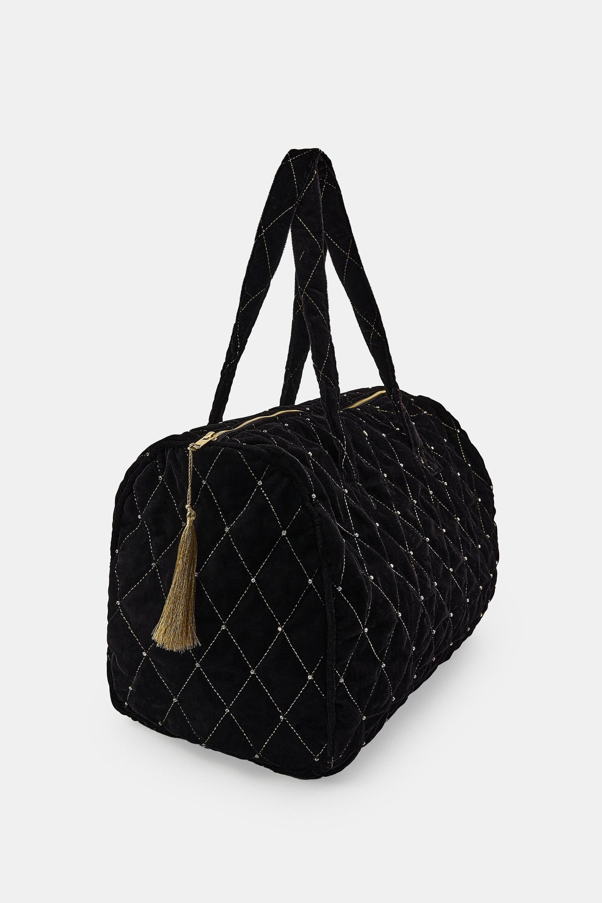 Gesteppte Samt-Glitzertasche
