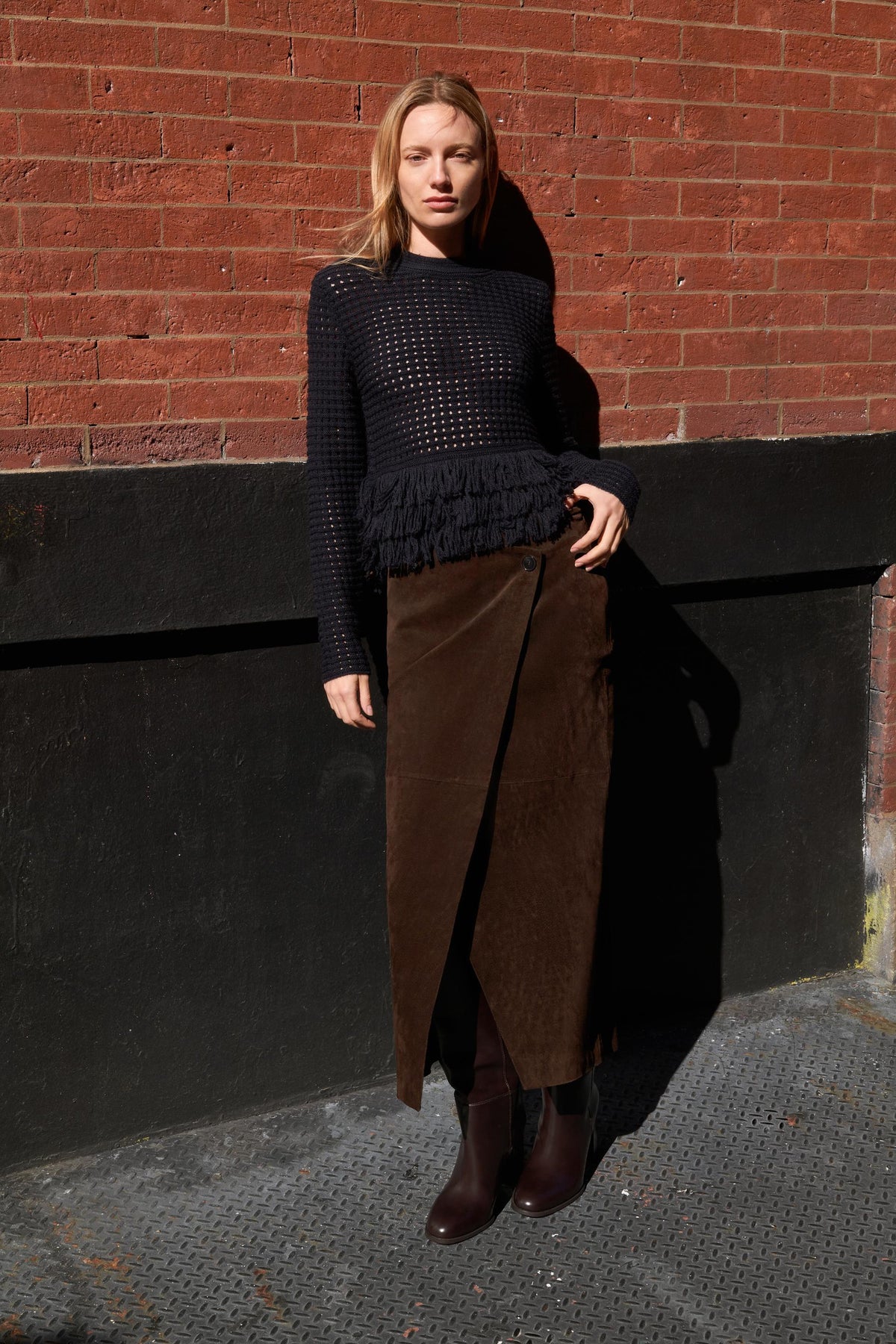 STRICKPULLOVER MIT FRANSEN