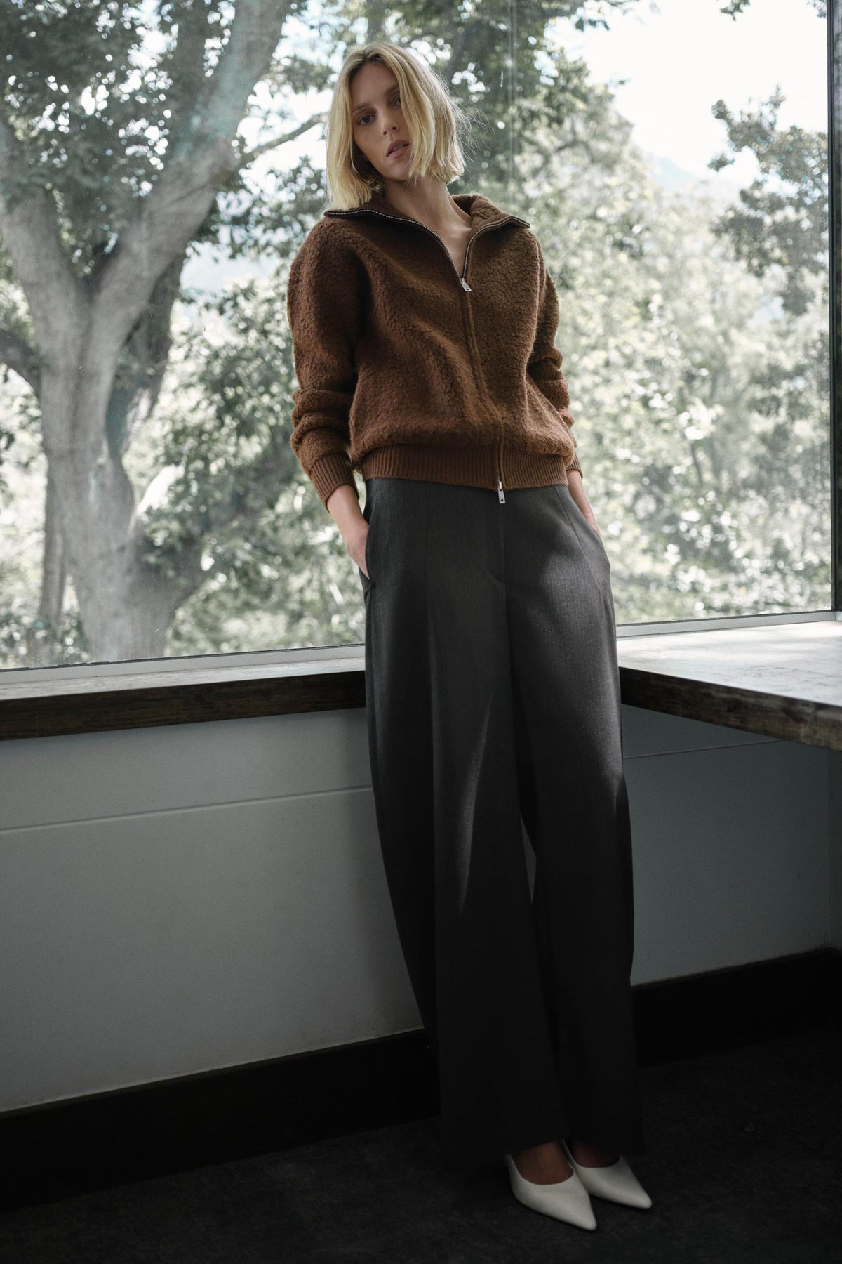 Bomberjacke aus Bouclé-Wolle