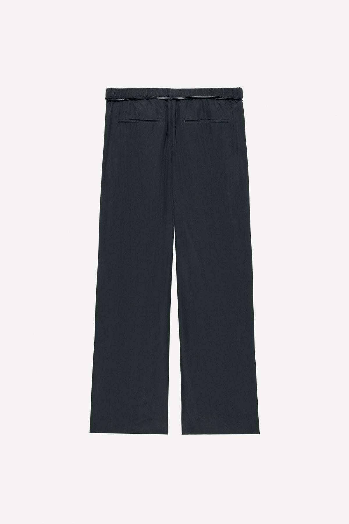 Silk trousers with belt.