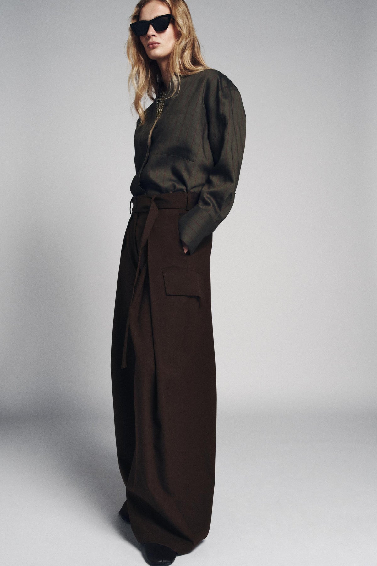 Striped Stand-up Collar Shirt