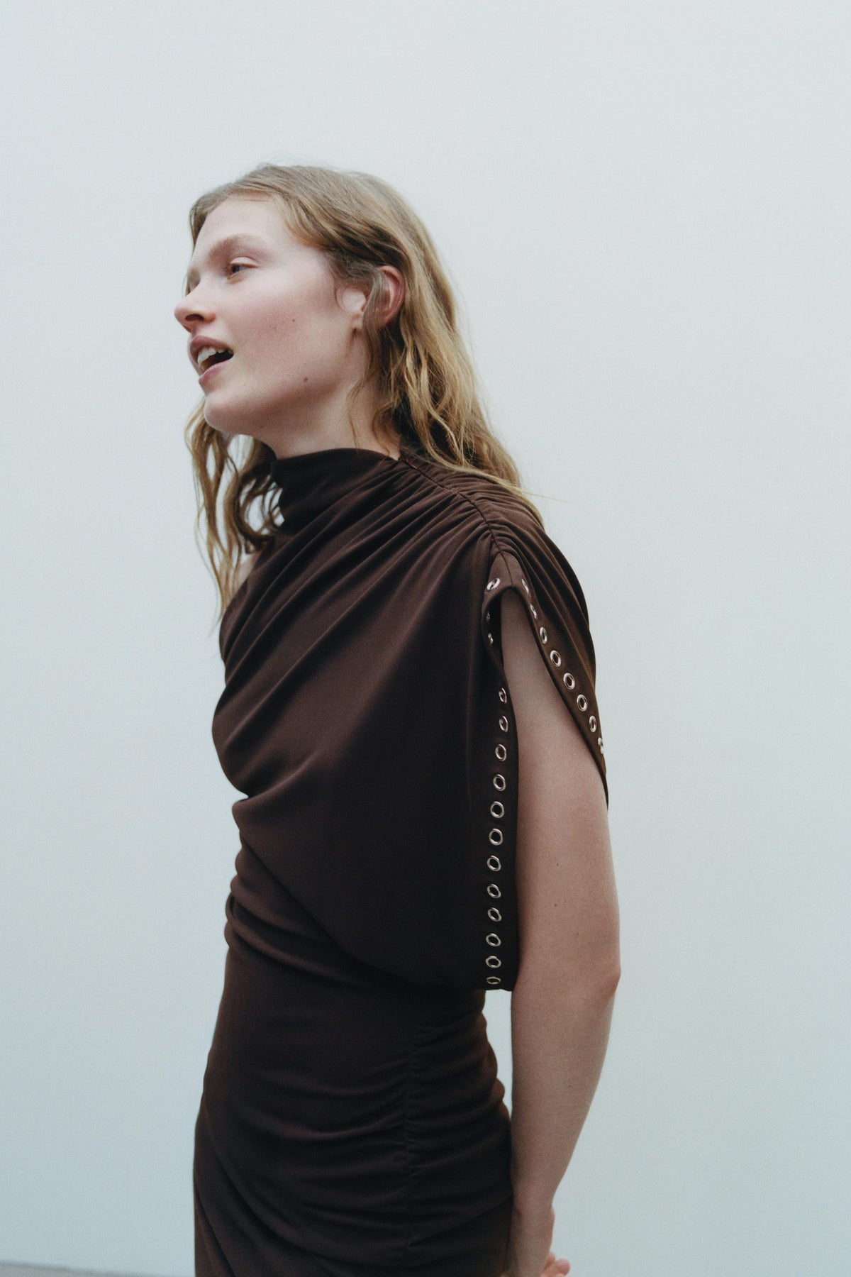 ASYMMETRIC RUFFLED DRESS