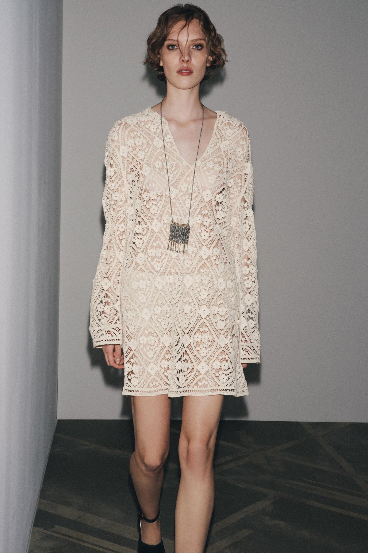 ZW COLLECTION CROCHET MINI DRESS - Image 1
