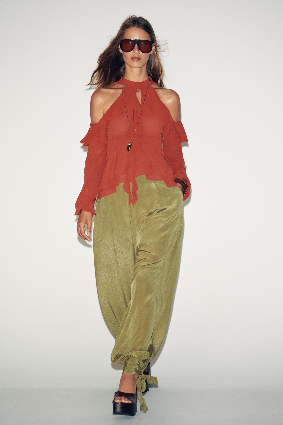 Ruffled Halter Neck Blouse