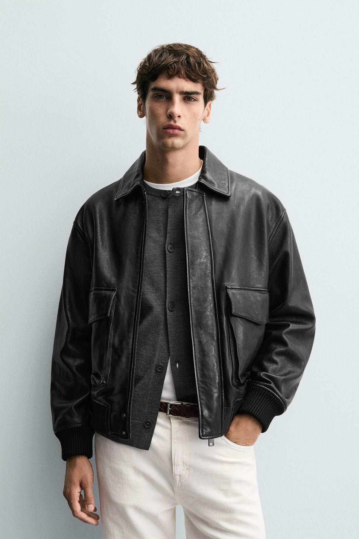 Lederjacke mit Taschen