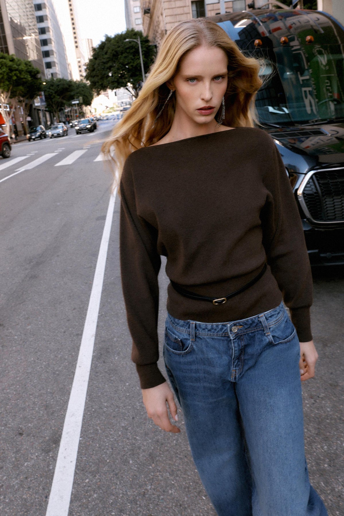 Strickpullover mit Gürtel