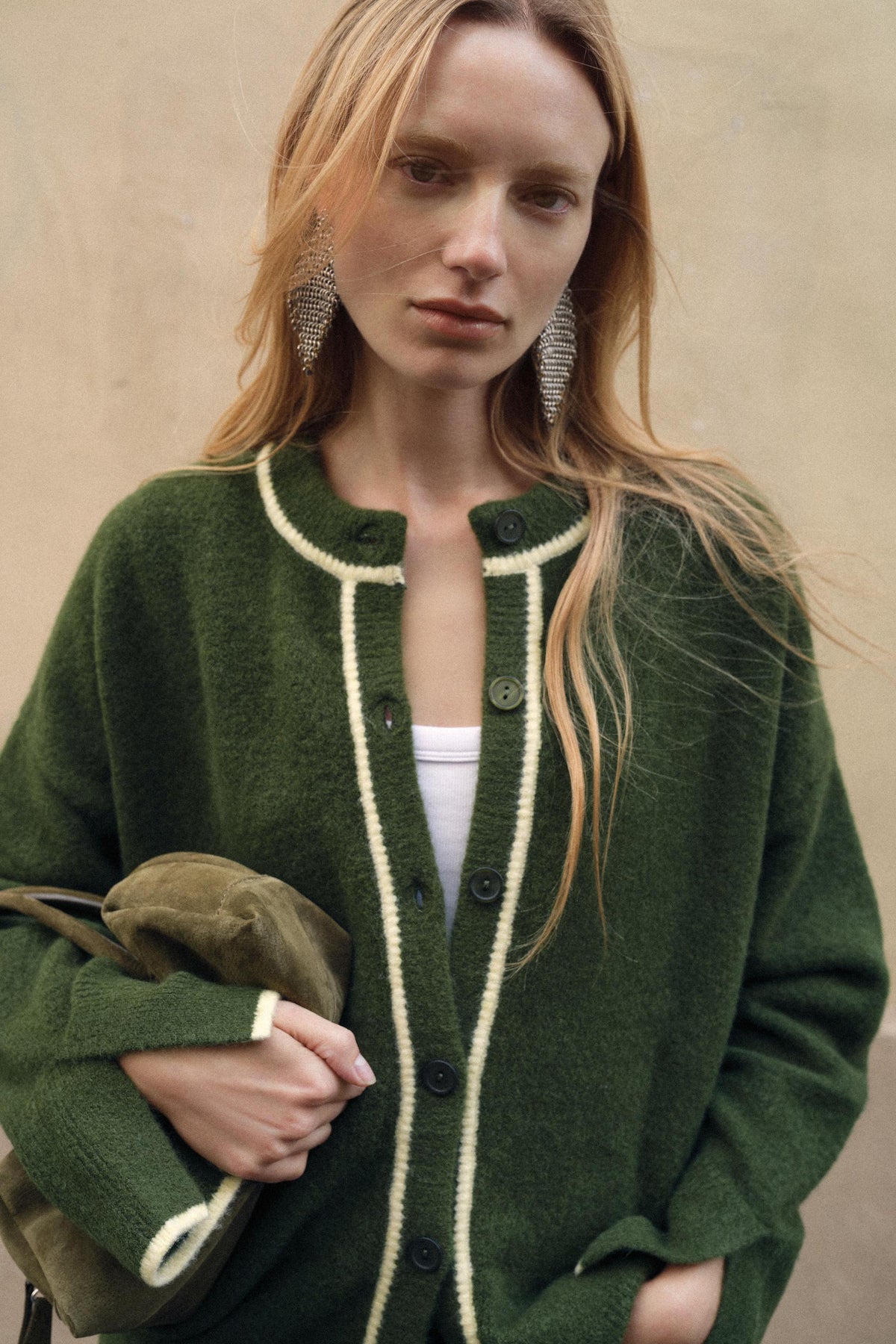 Cardigan mit Kontrastbesatz