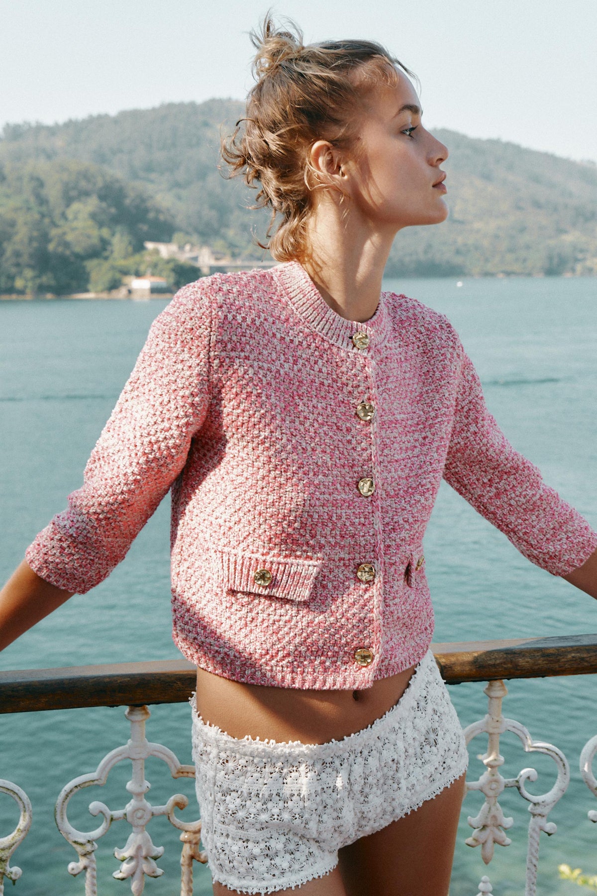 3/4 LENGTH SLEEVE KNIT CARDIGAN - Image 1