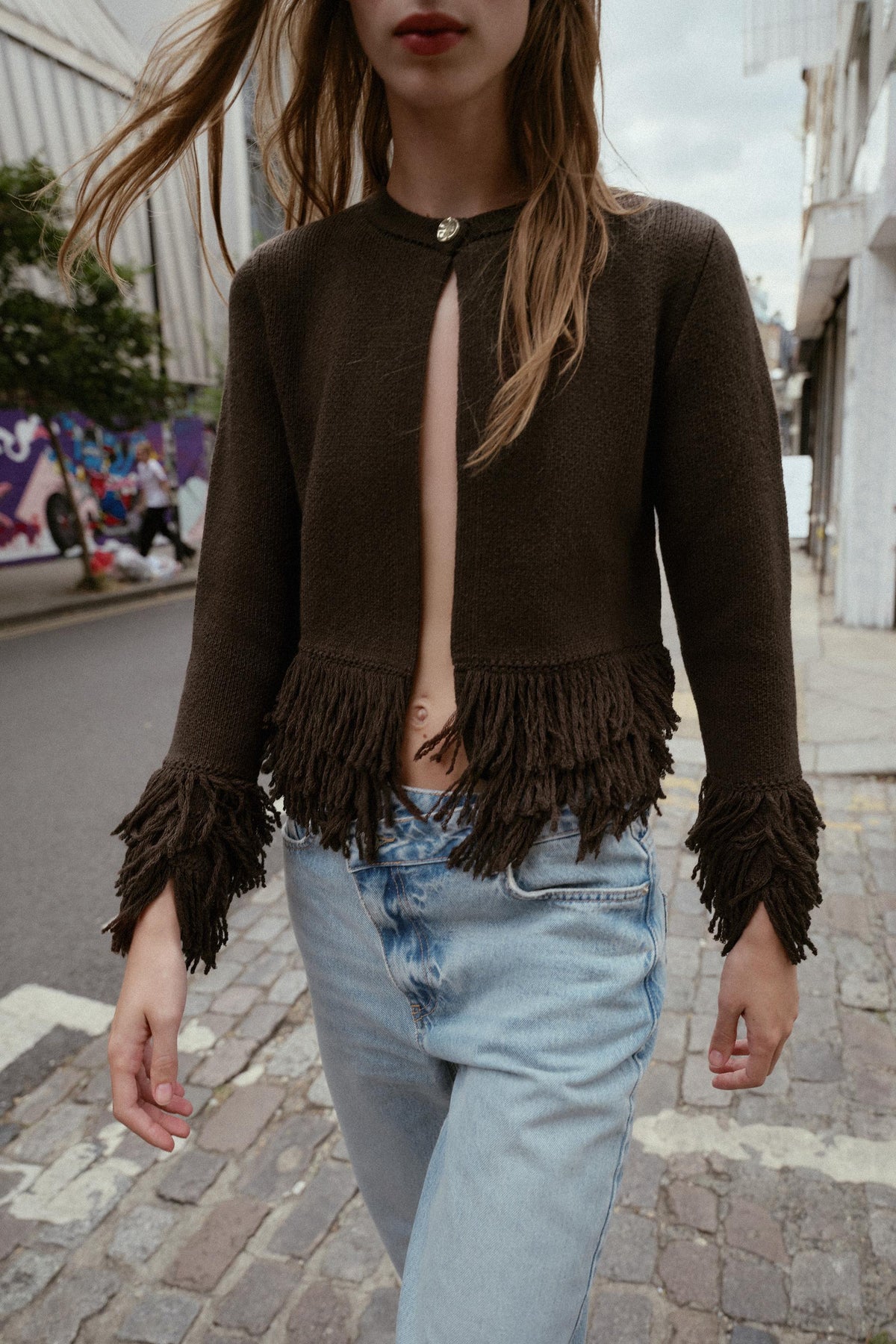 Fransenstrickjacke