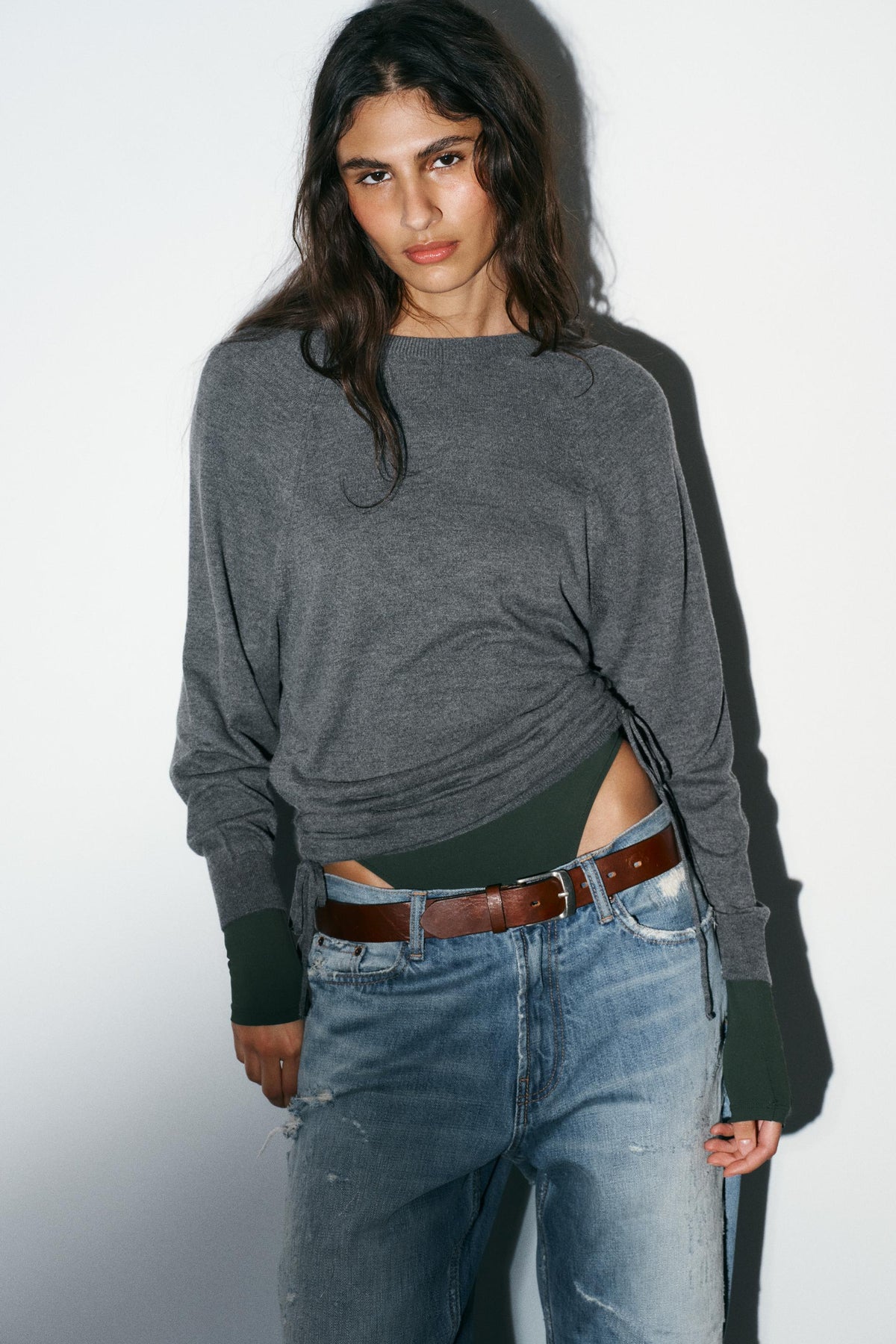 KNIT JUMPER WITH SIDE DRAWSTRINGS - Image 1