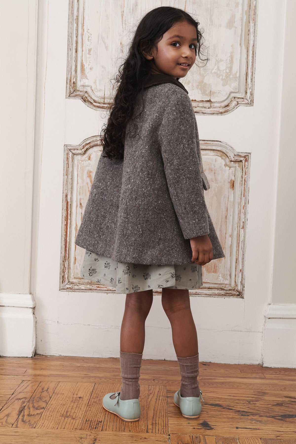 Velvet Peter Pan Wool Coat - Image 2