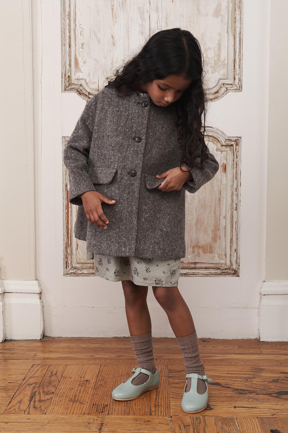 Velvet Peter Pan Wool Coat - Image 1