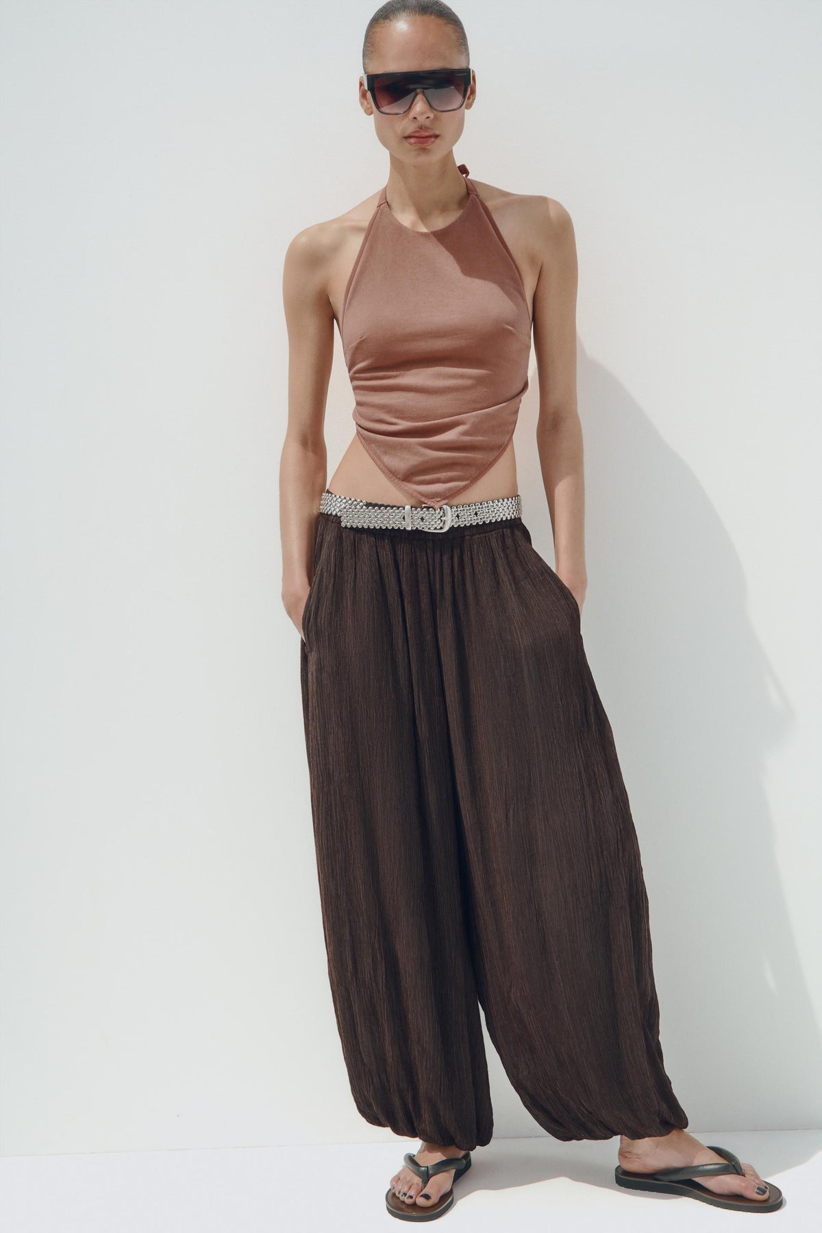 Textured Balloon Trousers