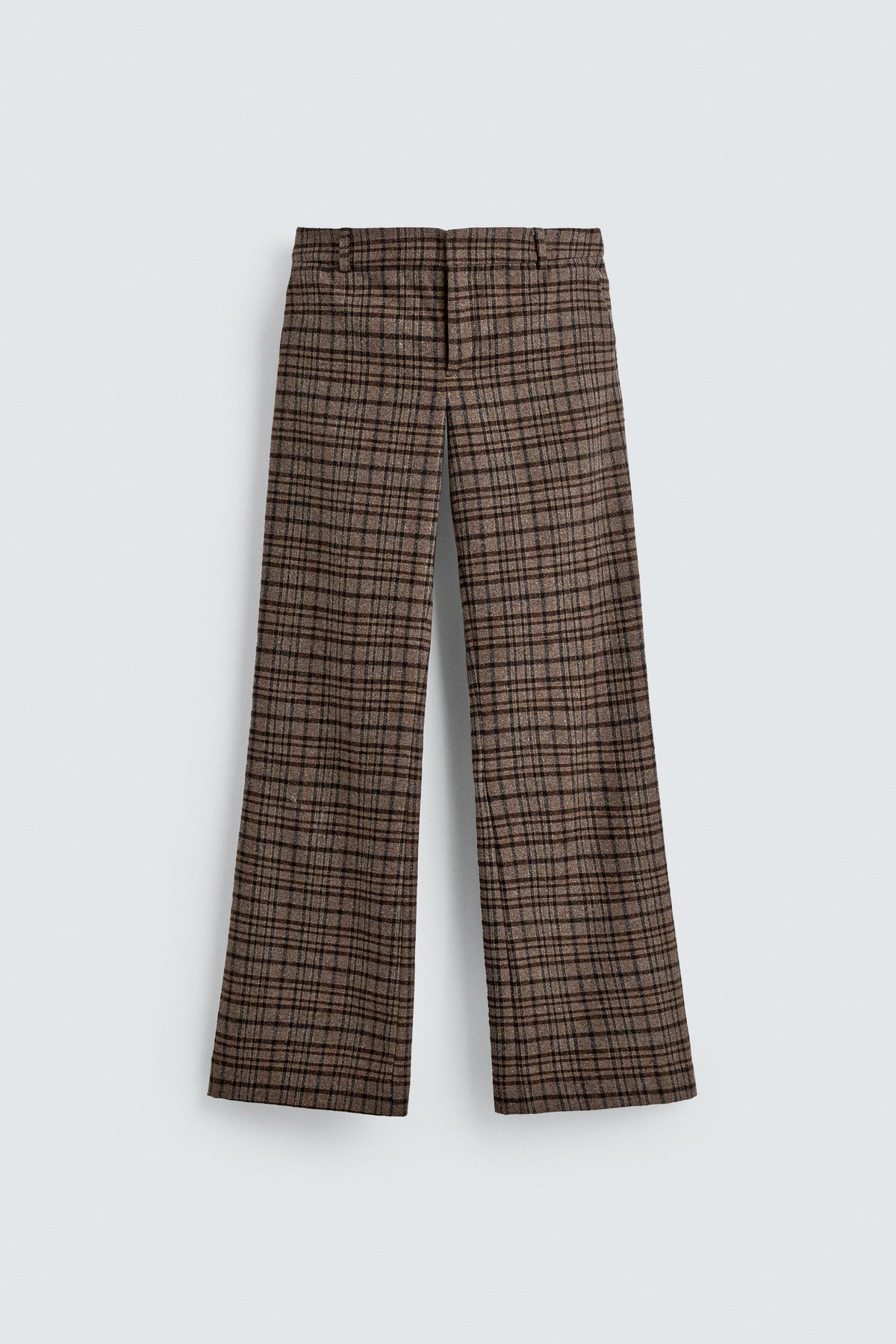 CHECKED FLARE TROUSERS