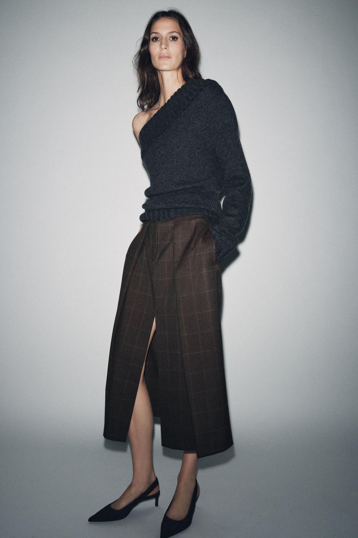 Pleated Check Skirt