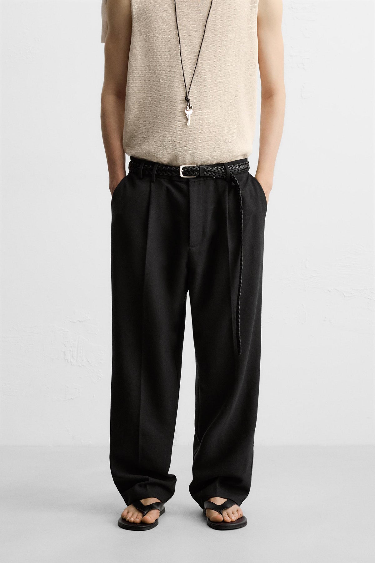 RELAXED FIT PLEATED TROUSERS - Image 2