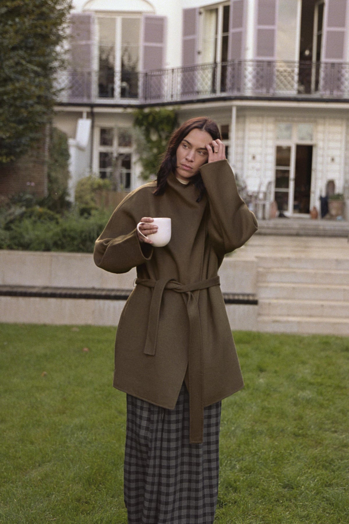 HIGH-NECK WOOL BLEND COAT ZW COLLECTION - Image 1