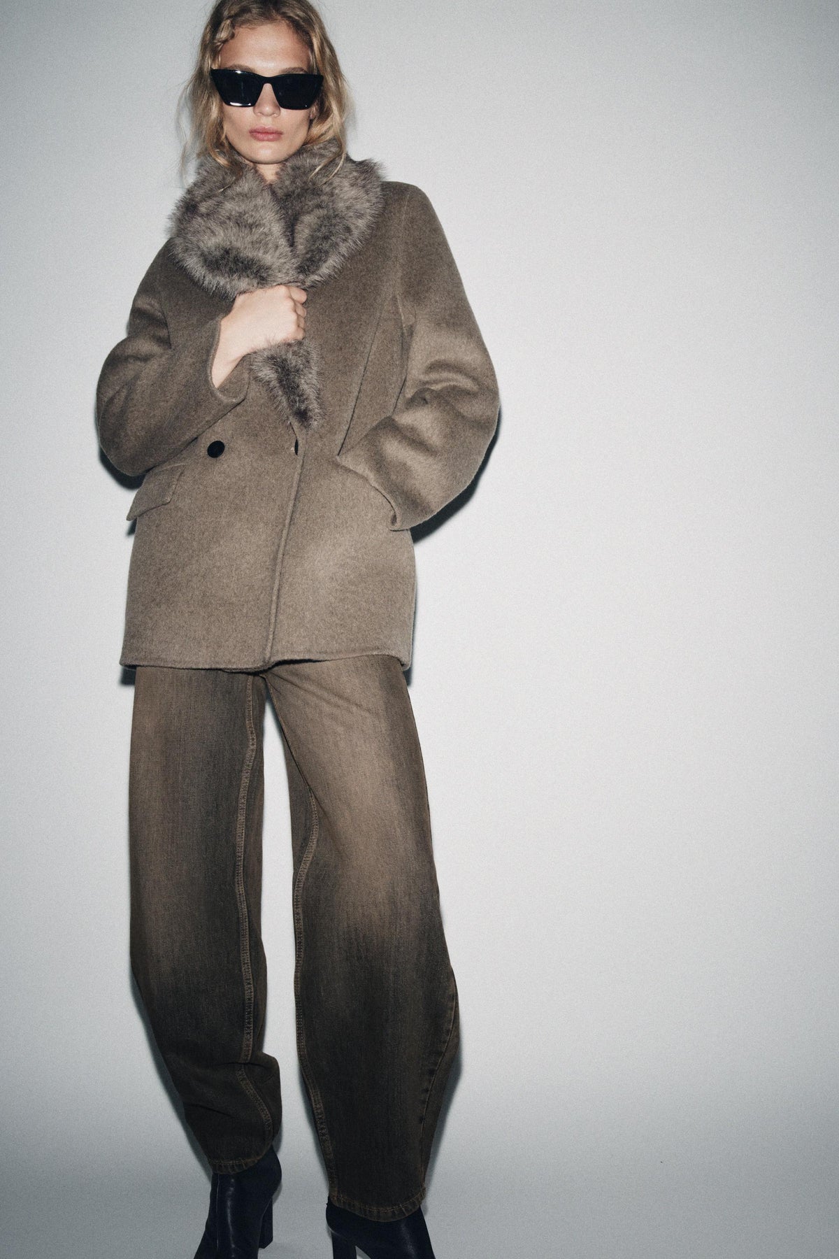 Wool Blend Faux Fur