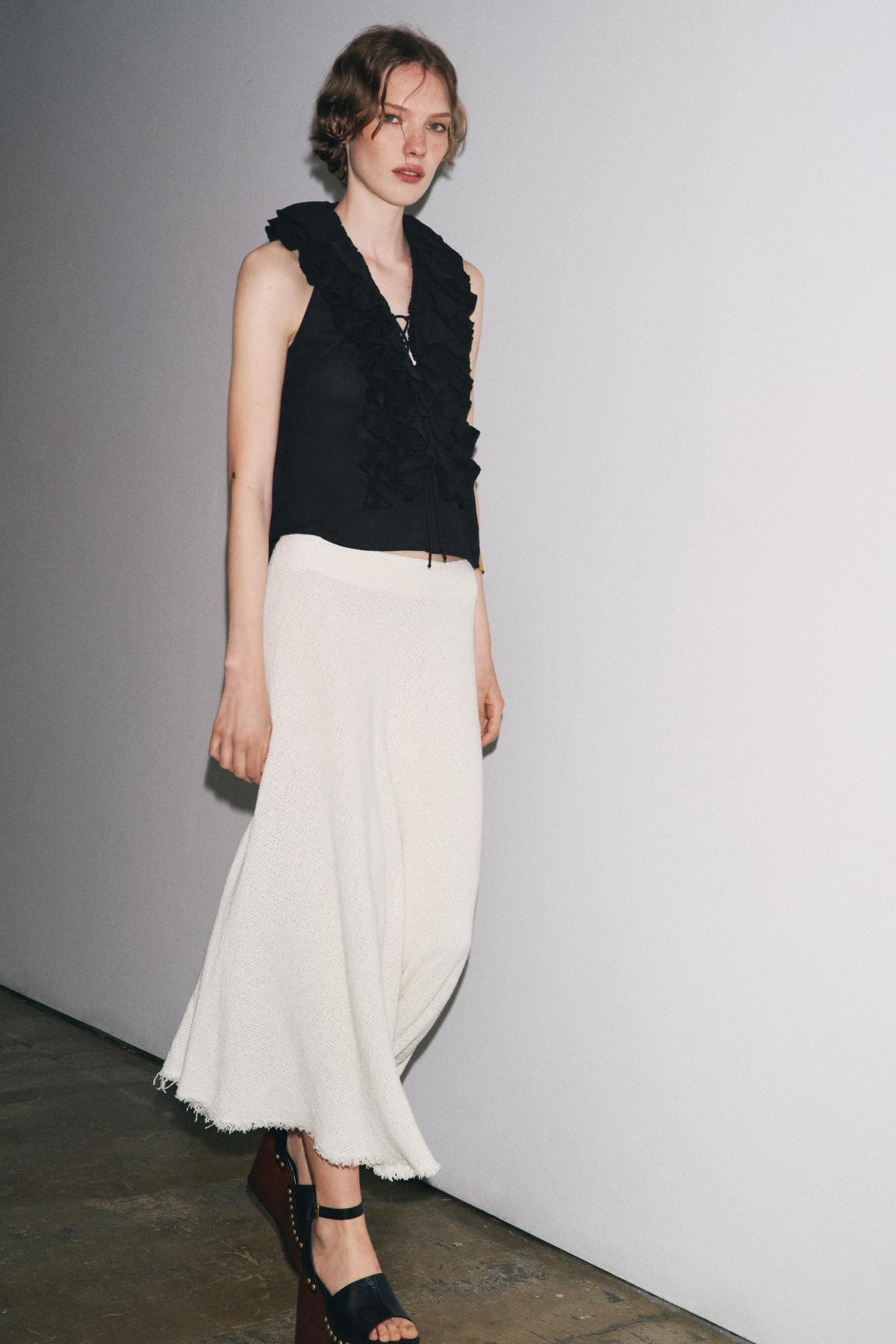 Ruffled Woven Top