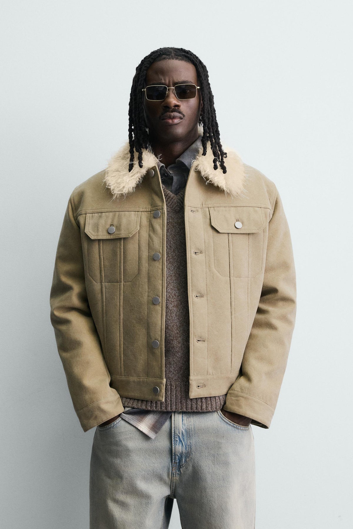 Kunstpelz-Baumwolljacke